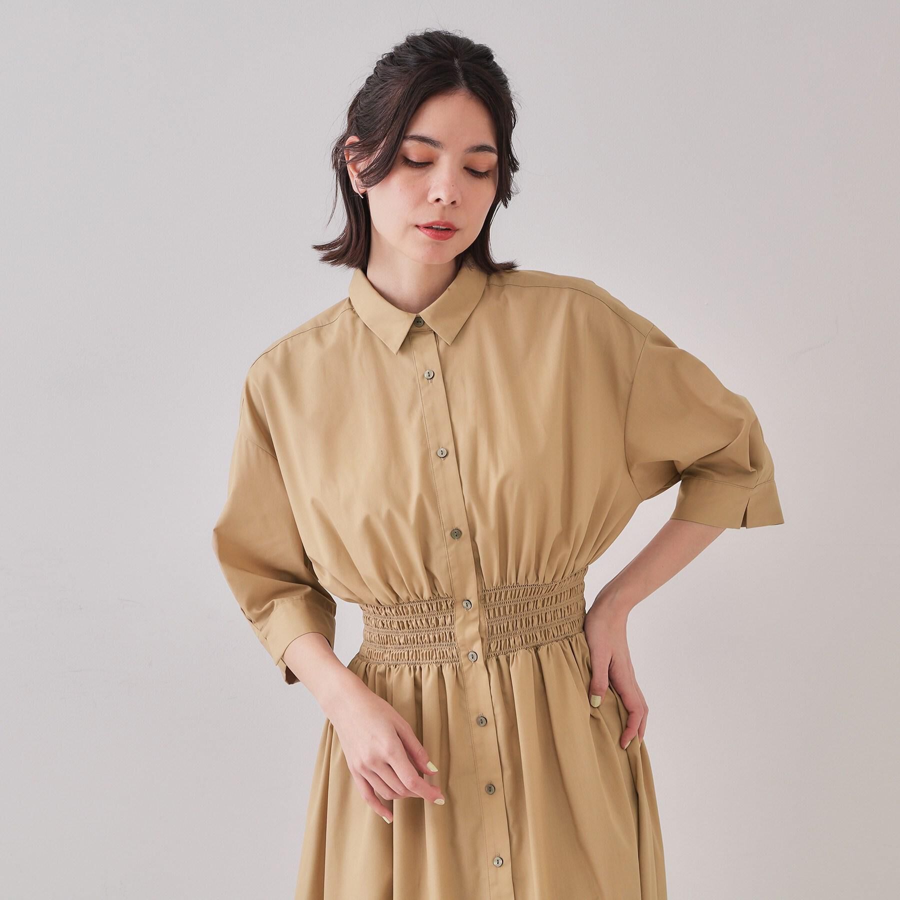 OPAQUE.CLIP「《5色展開》フィット＆フレアシャツワンピース【洗濯機洗い可】」|ワンピース|