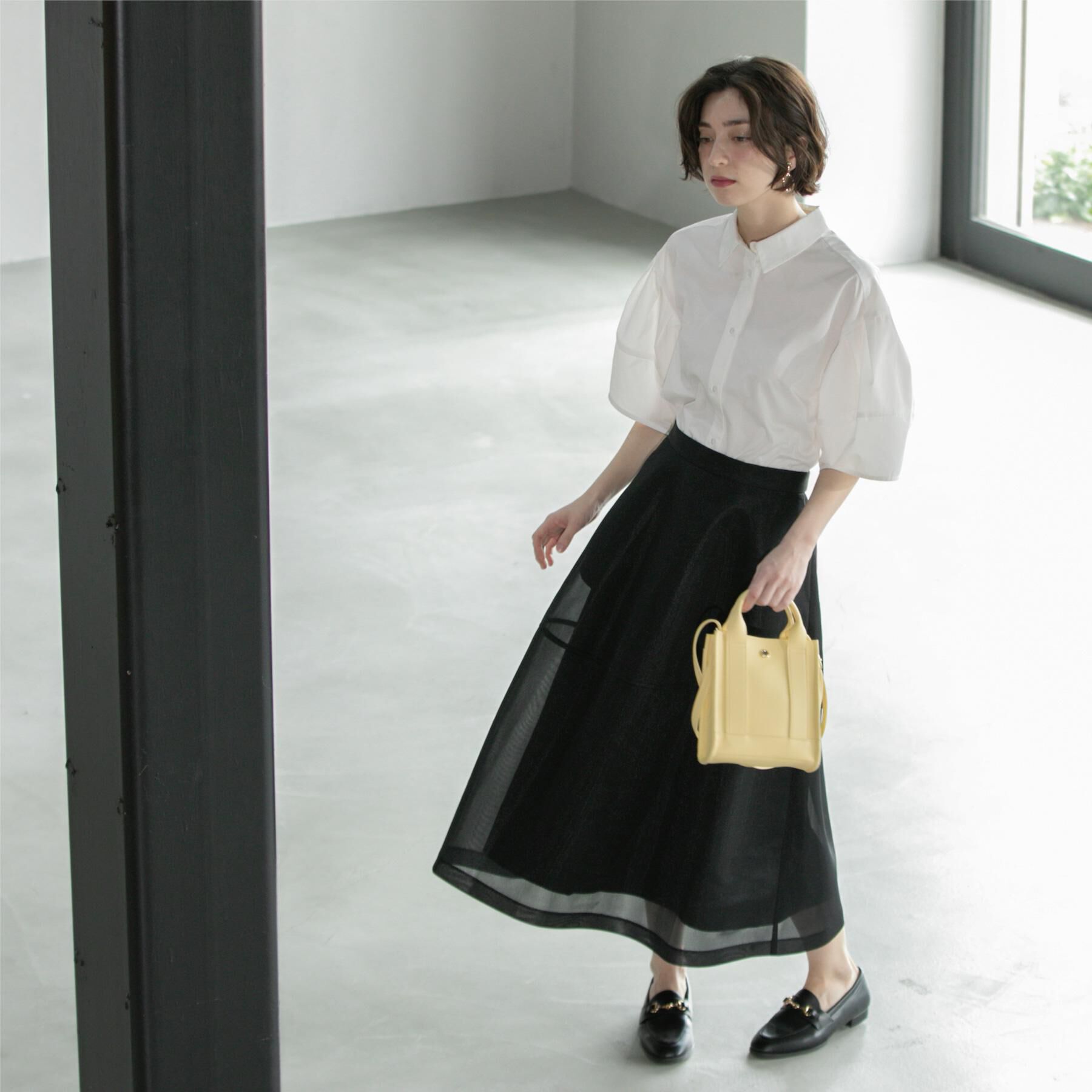 OPAQUE.CLIP「《美人百花掲載》ランタンスリーブシャツ【洗濯機洗い可】」|シャツ・ブラウス|