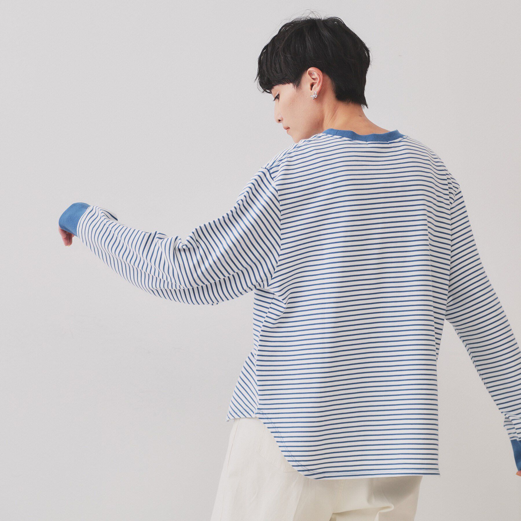 OPAQUE.CLIP「ボーダールーズフィットカットソー【洗濯機洗い可】」|Tシャツ・カットソー|