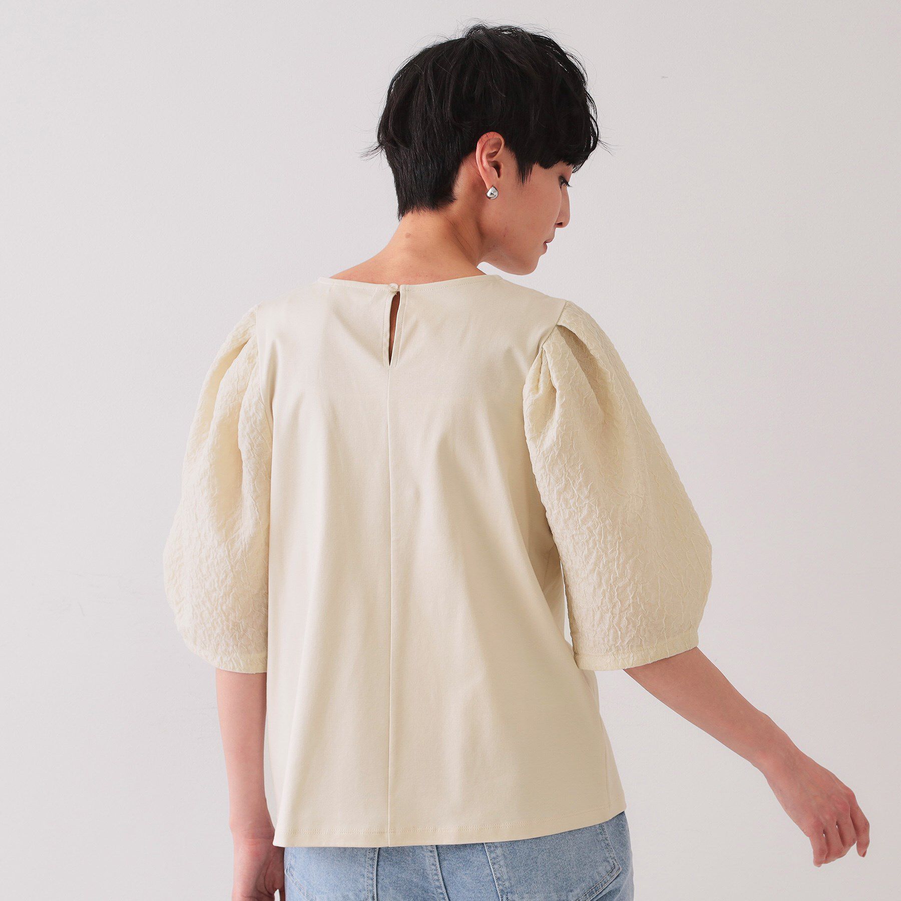 OPAQUE.CLIP「ふくれドッキングスリーブトップス【洗濯機洗い可】」|Tシャツ・カットソー|