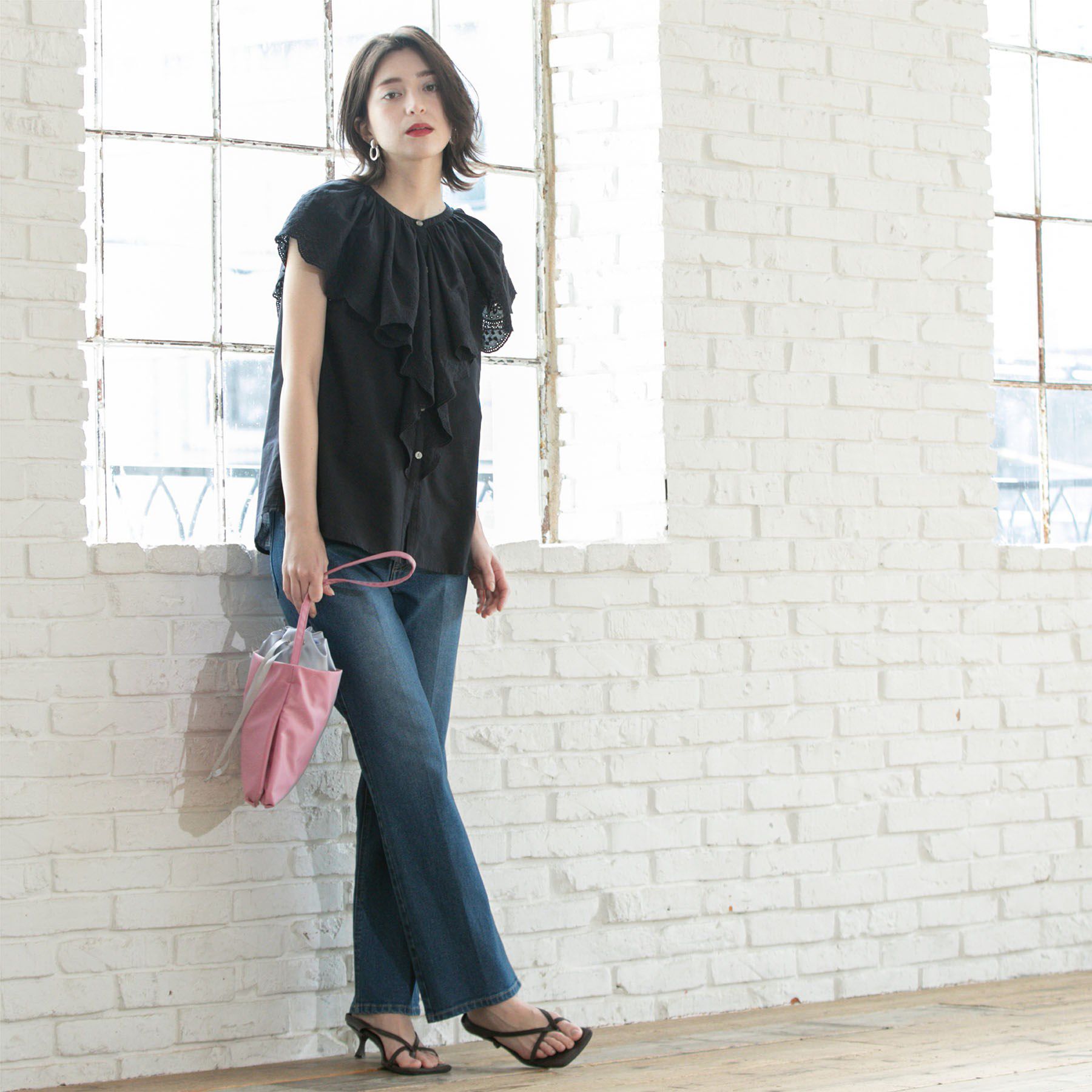 OPAQUE.CLIP「刺繍レースカラーブラウス」|シャツ・ブラウス|