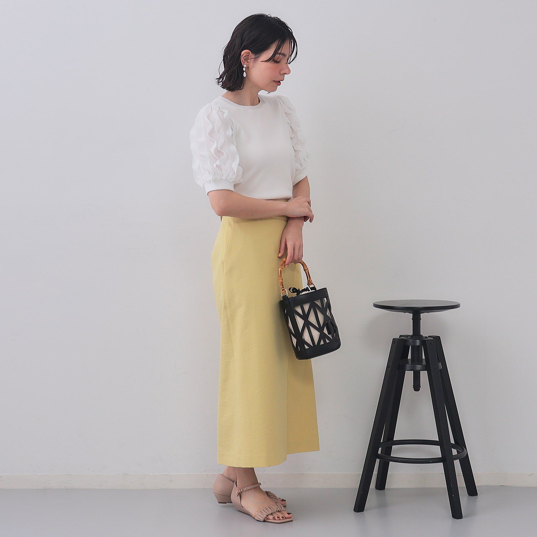 OPAQUE.CLIP「フリルスリーブデザインニット【洗濯機洗い可】」|Tシャツ・カットソー|