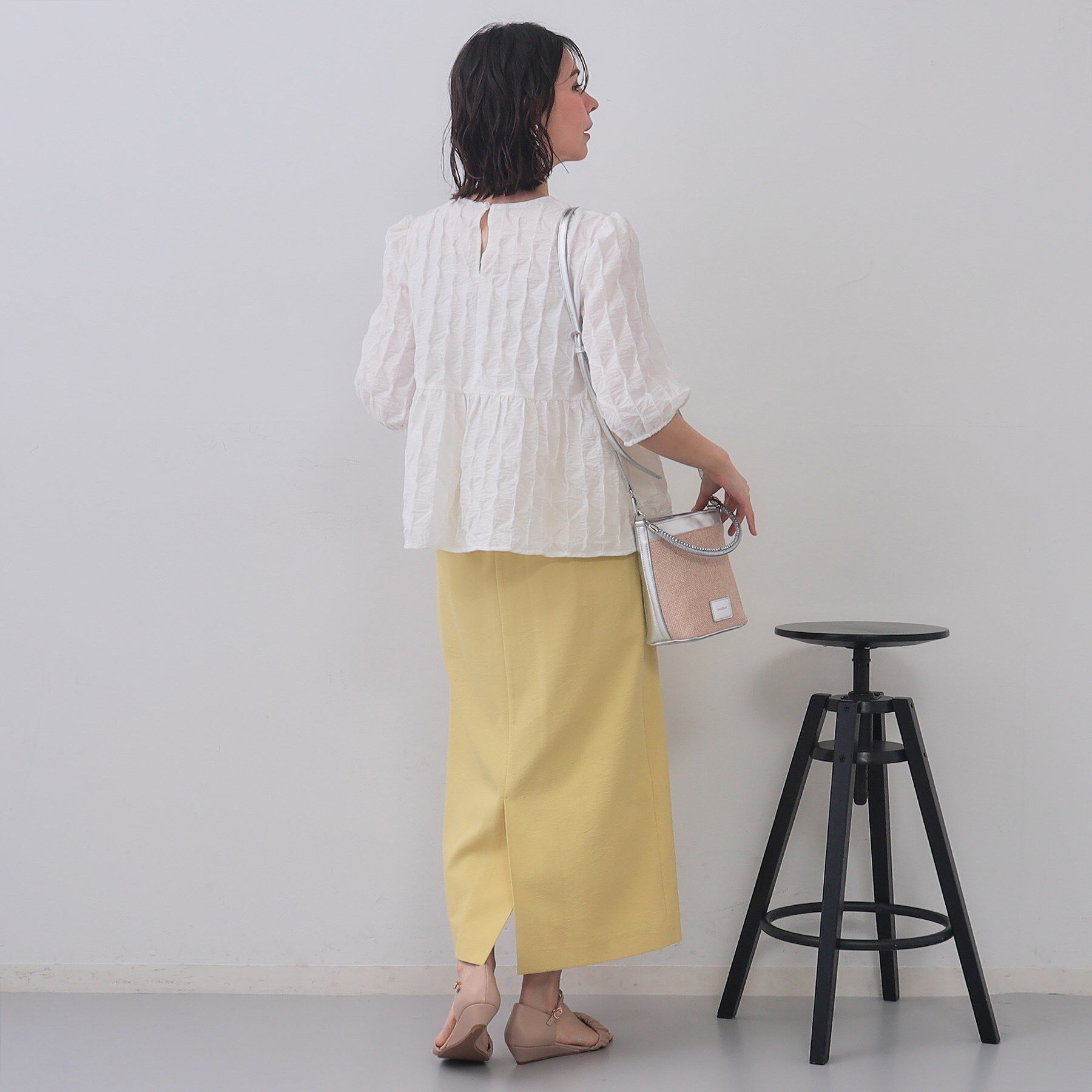 OPAQUE.CLIP「ラップ風ナロースカート【洗濯機洗い可】」|スカート|