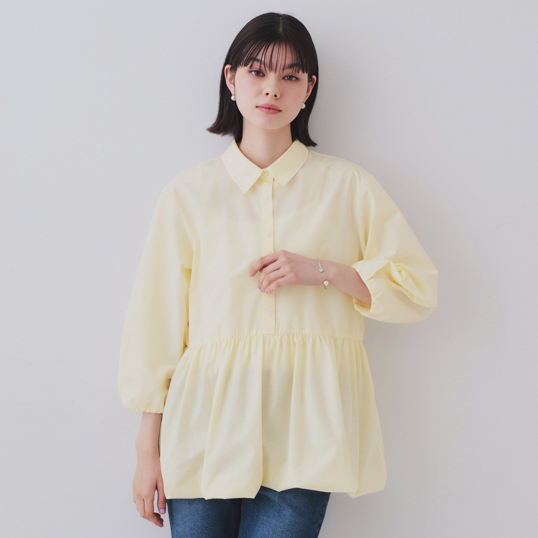 OPAQUE.CLIP「裾バルーンペプラムシャツ【洗濯機洗い可】」|シャツ・ブラウス|