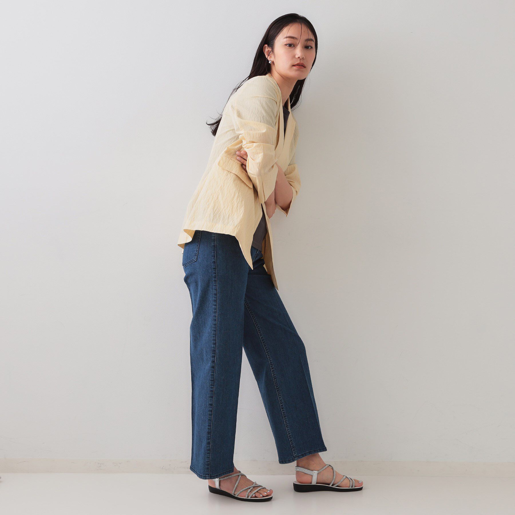 OPAQUE.CLIP「シアーストライプテーラードジャケット【洗濯機洗い可】」|テーラードジャケット|