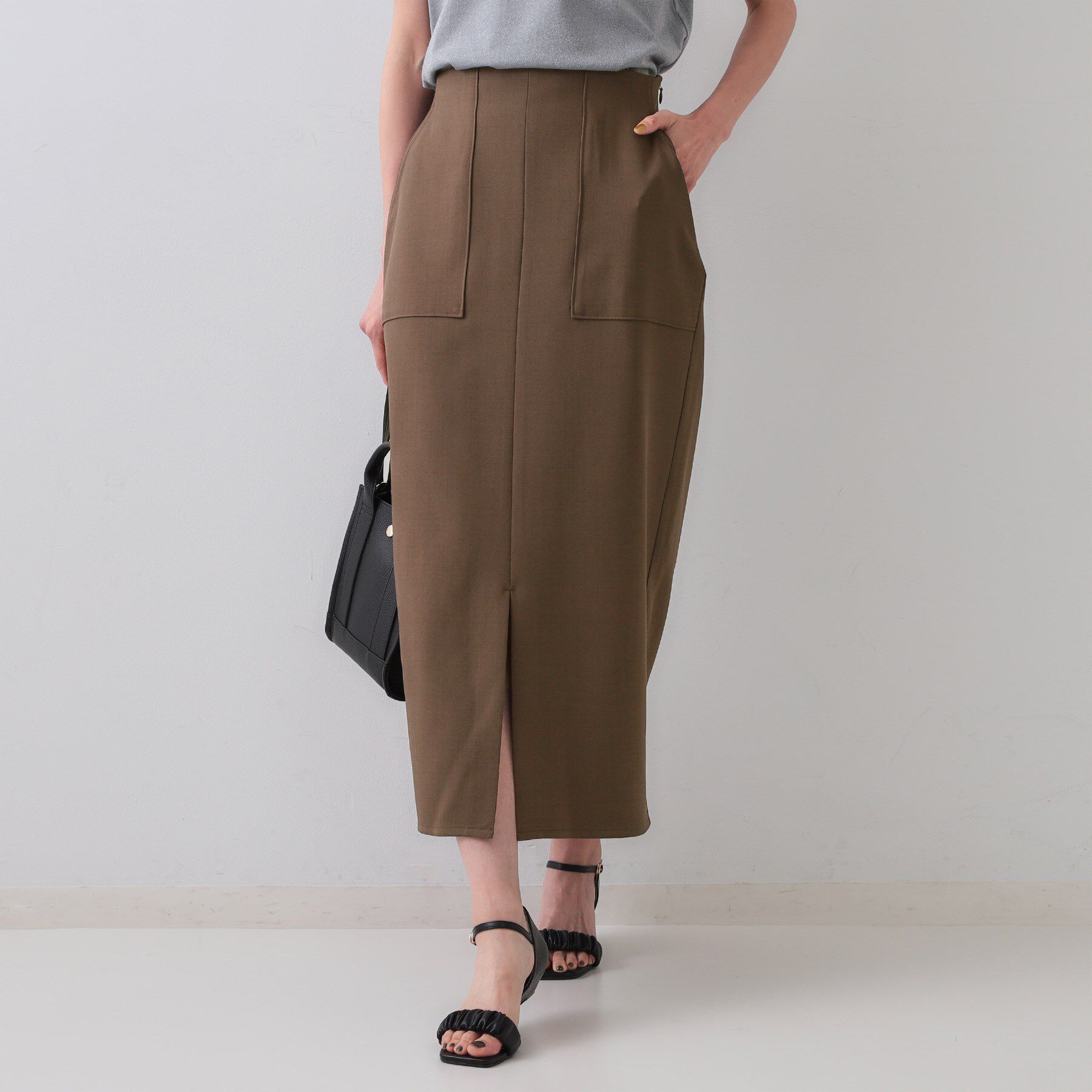 OPAQUE.CLIP「《5色展開/S-LLサイズ》リネンライクストレッチタイトスカート【洗濯機洗い可】」|スカート|