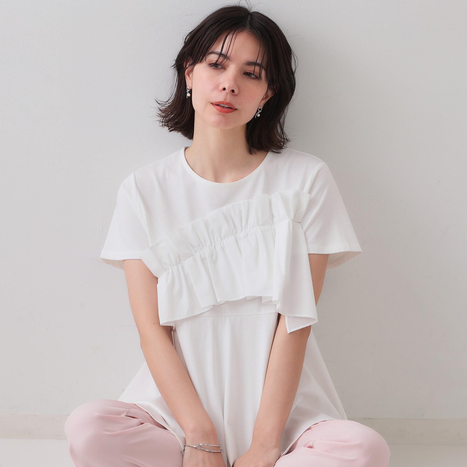 OPAQUE.CLIP「フリルドッキングペプラムトップス【接触冷感/洗濯機洗い可】」|Tシャツ・カットソー|