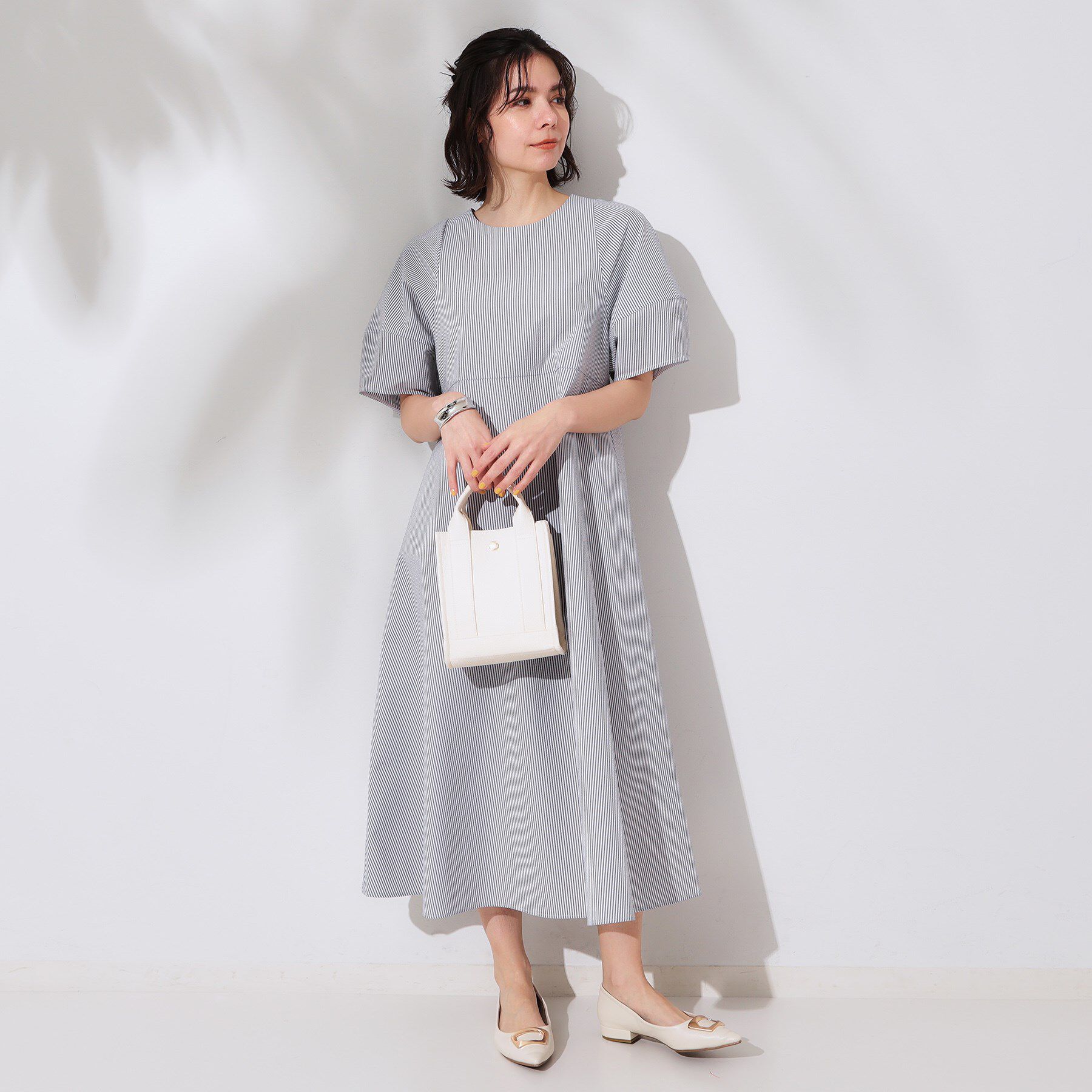 OPAQUE.CLIP「サッカーストライプワンピース【吸水速乾/イージーアイロン/洗濯機洗い可】」|ワンピース|