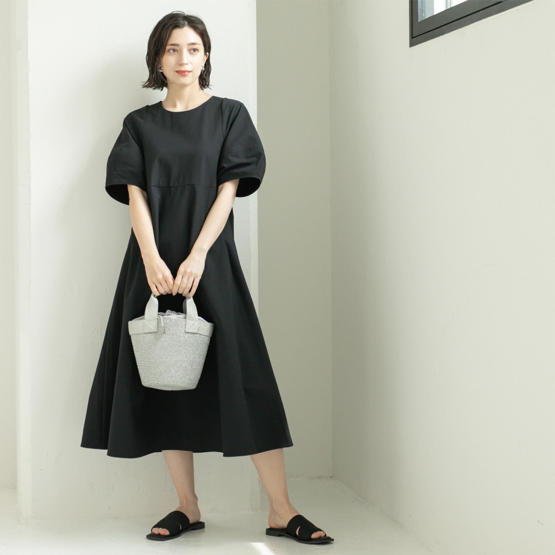 OPAQUE.CLIP「サッカーストライプワンピース【吸水速乾/イージーアイロン/洗濯機洗い可】」|ワンピース|