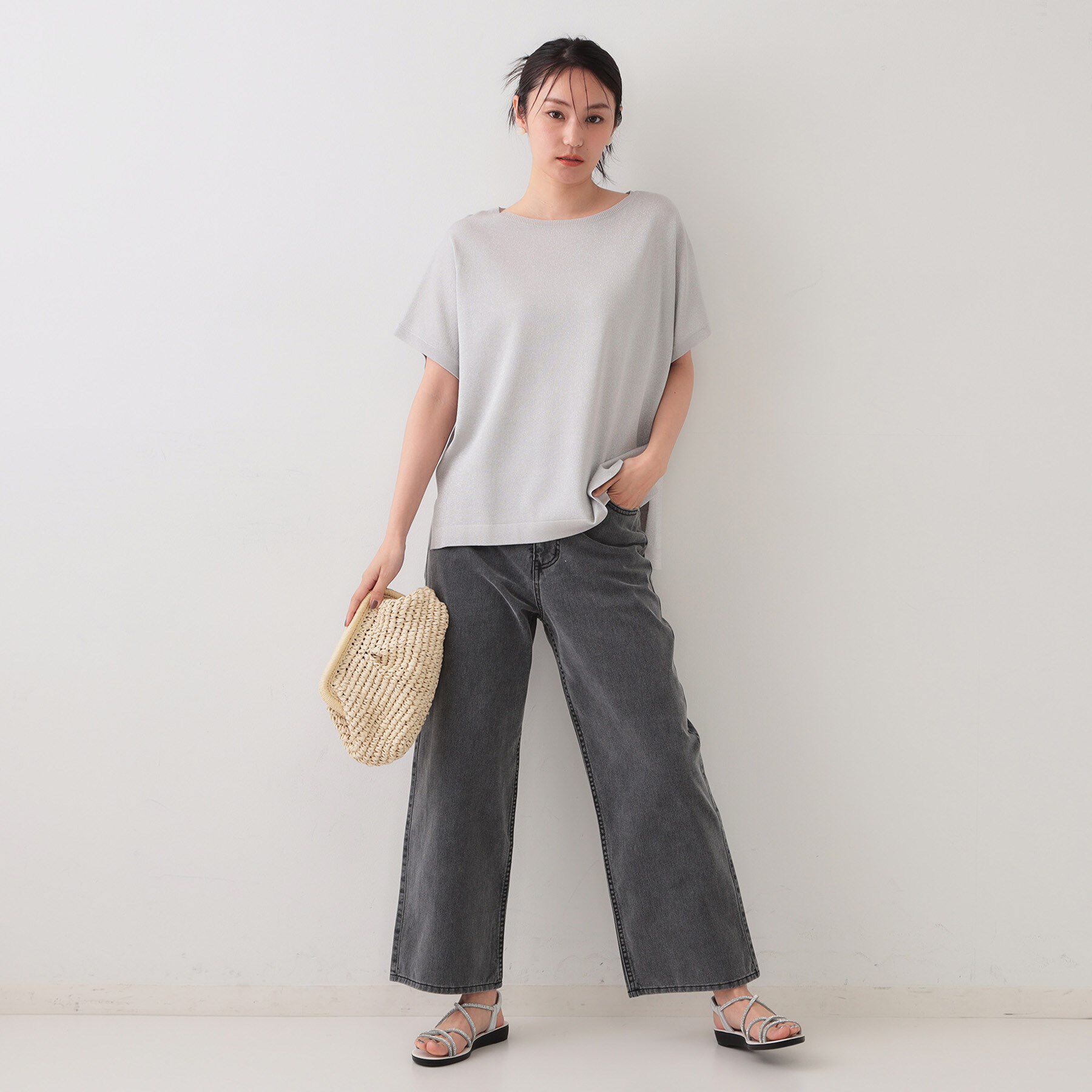 OPAQUE.CLIP「ラメリラクシードルマンニット【接触冷感/UV/抗ピル/洗濯機洗い可】」|ニット・セーター|