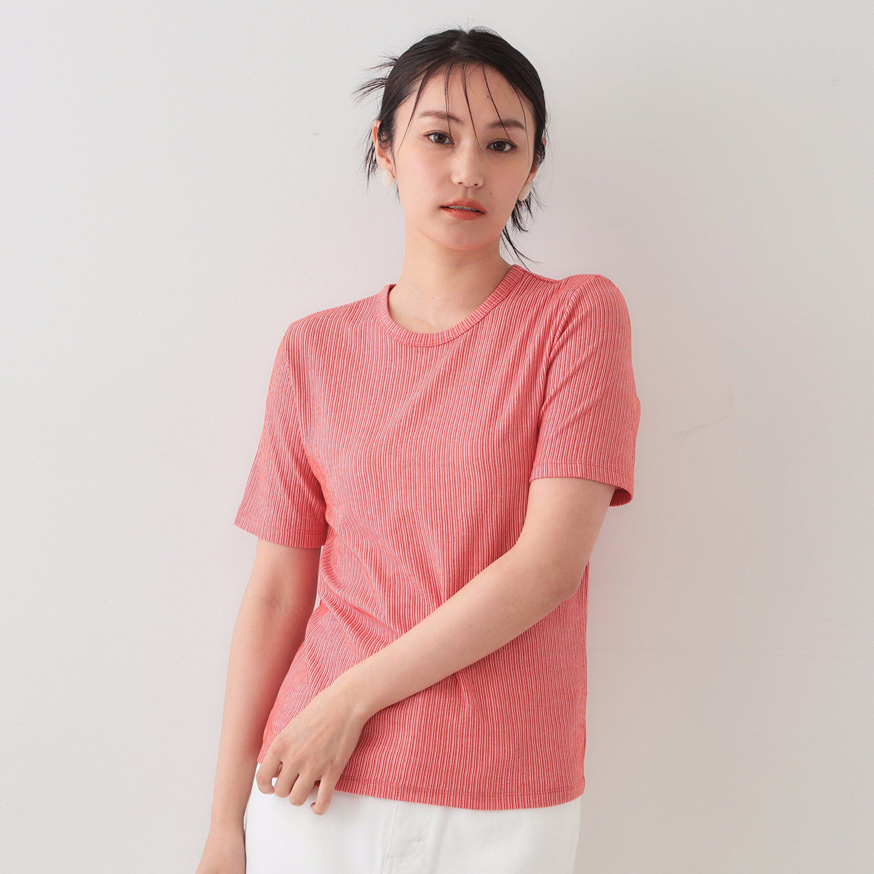 OPAQUE.CLIP「ストライプリブカットソー【洗濯機洗い可】」|Tシャツ・カットソー|