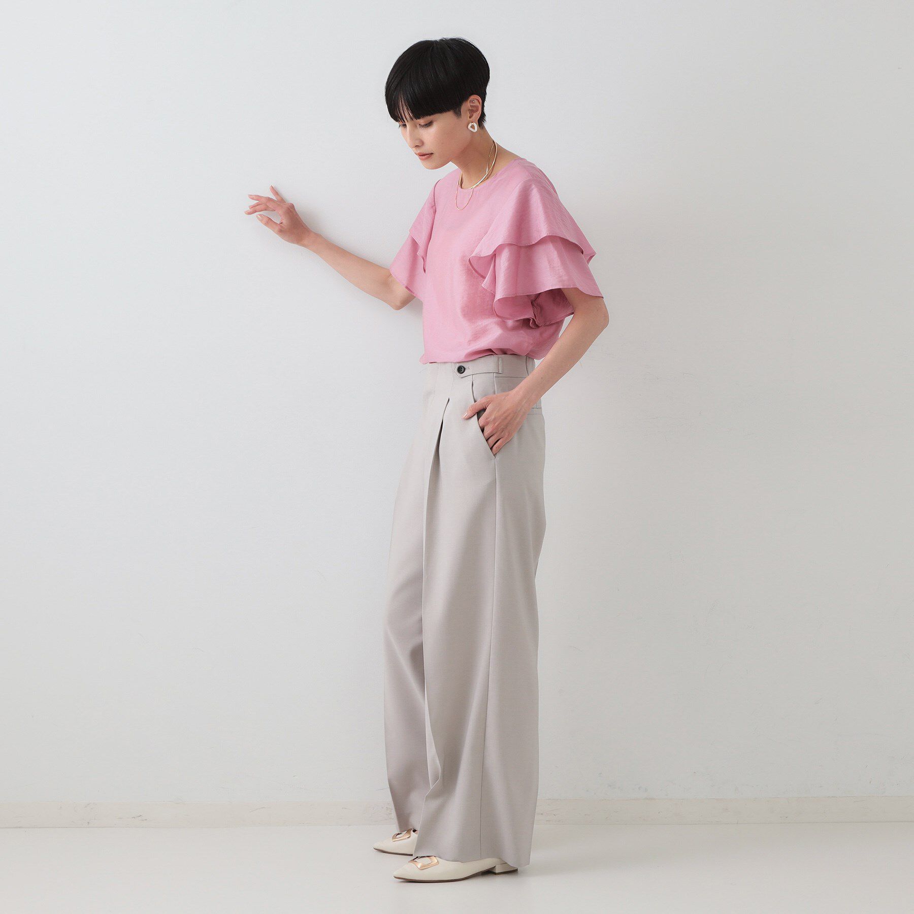 OPAQUE.CLIP「フリルスリーブブラウス【洗濯機洗い可】」|シャツ・ブラウス|