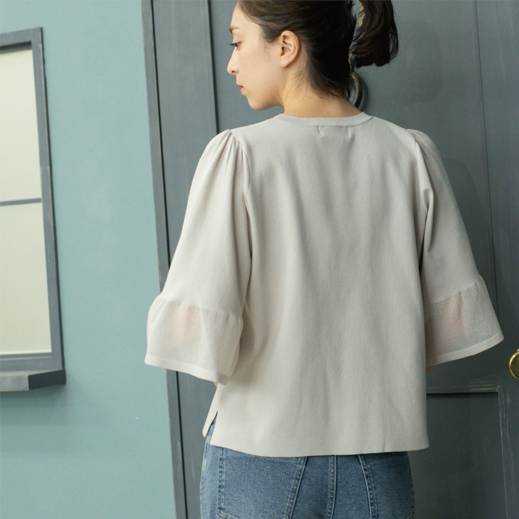 OPAQUE.CLIP「《5色展開》シアーフレアスリーブニット【洗濯機洗い可】」|ニット・セーター|