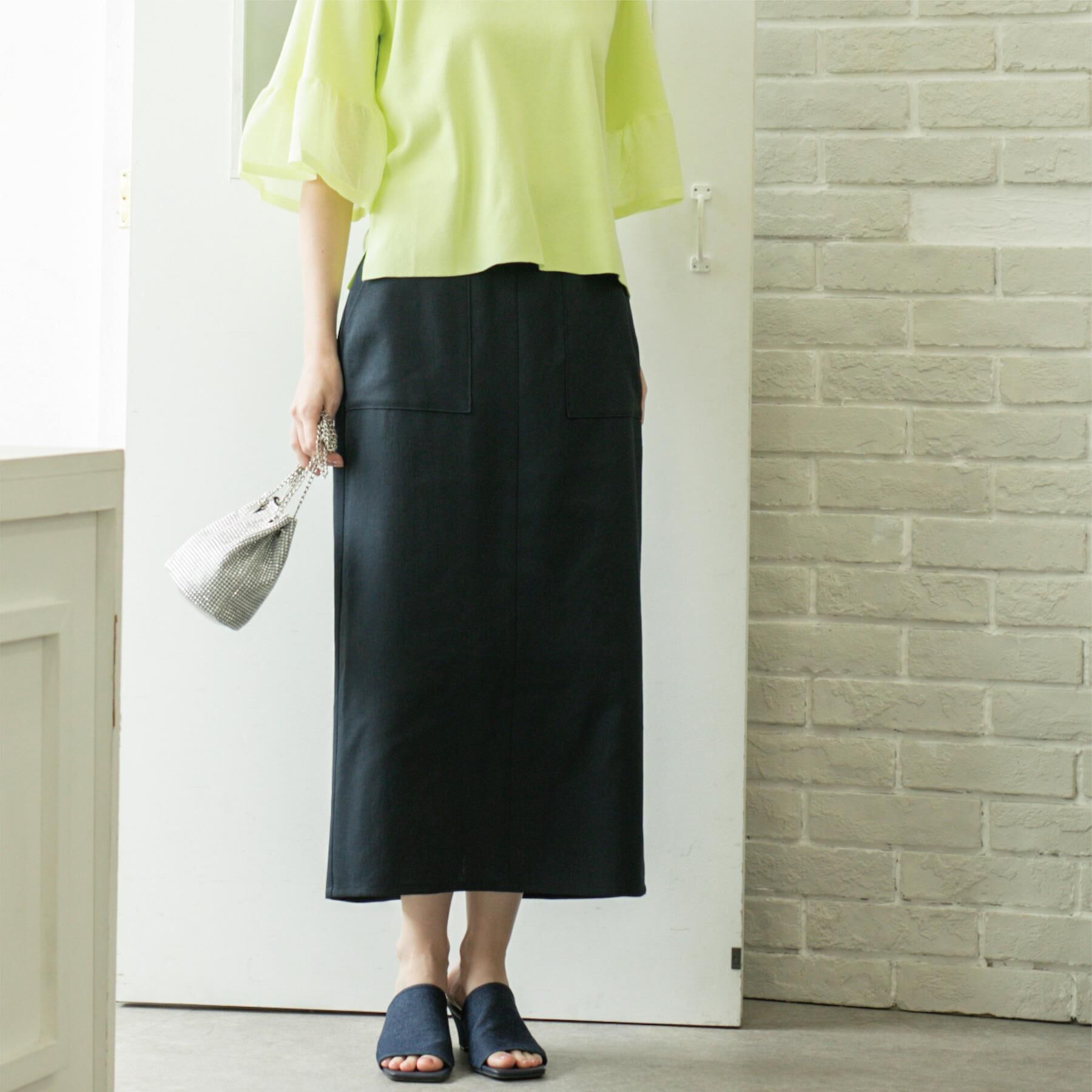 OPAQUE.CLIP「《美人百花掲載》ストレッチリネンライクタイトスカート【洗濯機洗い可】」|スカート|