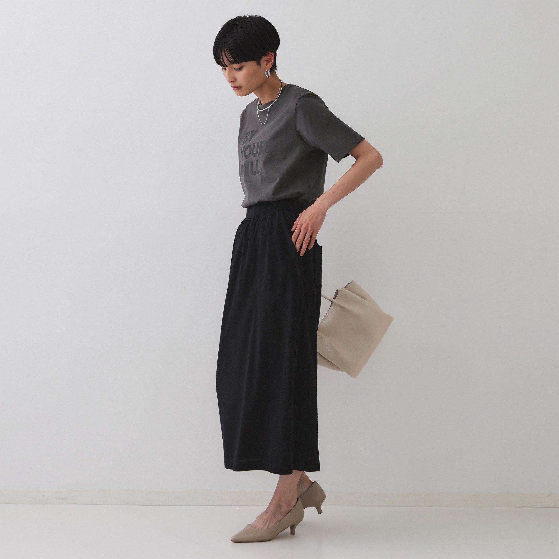 OPAQUE.CLIP「ロゴプリントTシャツ【洗濯機洗い可】」|Tシャツ・カットソー|