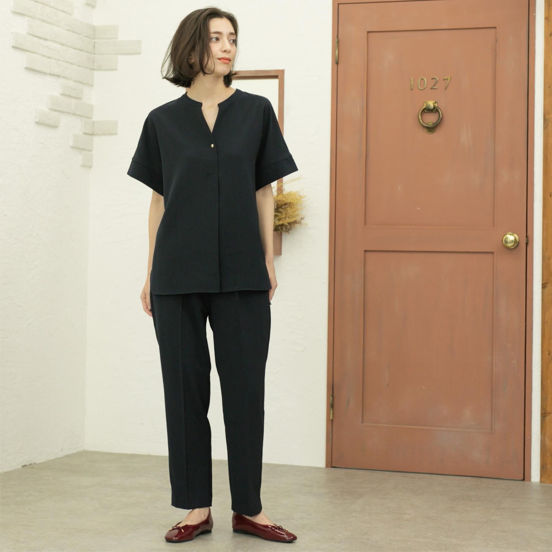 OPAQUE.CLIP「スキッパーブラウス【防シワ/ストレッチ/洗濯機OK】《5色展開/SS-LLサイズ/セットアップ対応》」|シャツ・ブラウス|