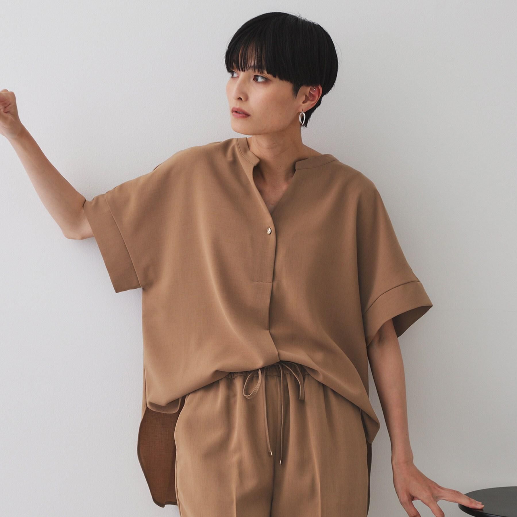 OPAQUE.CLIP「スキッパーブラウス【防シワ/ストレッチ/洗濯機OK】《5色展開/SS-LLサイズ/セットアップ対応》」|シャツ・ブラウス|