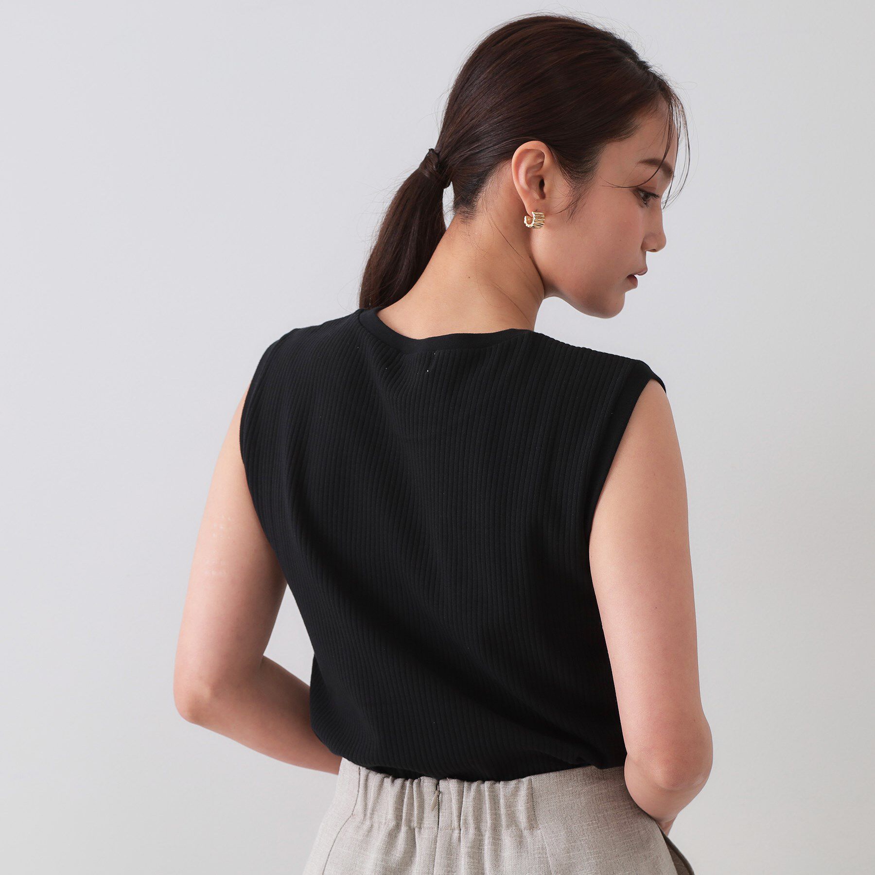 OPAQUE.CLIP「ノースリーブリブカットソー【洗濯機洗い可】」|Tシャツ・カットソー|