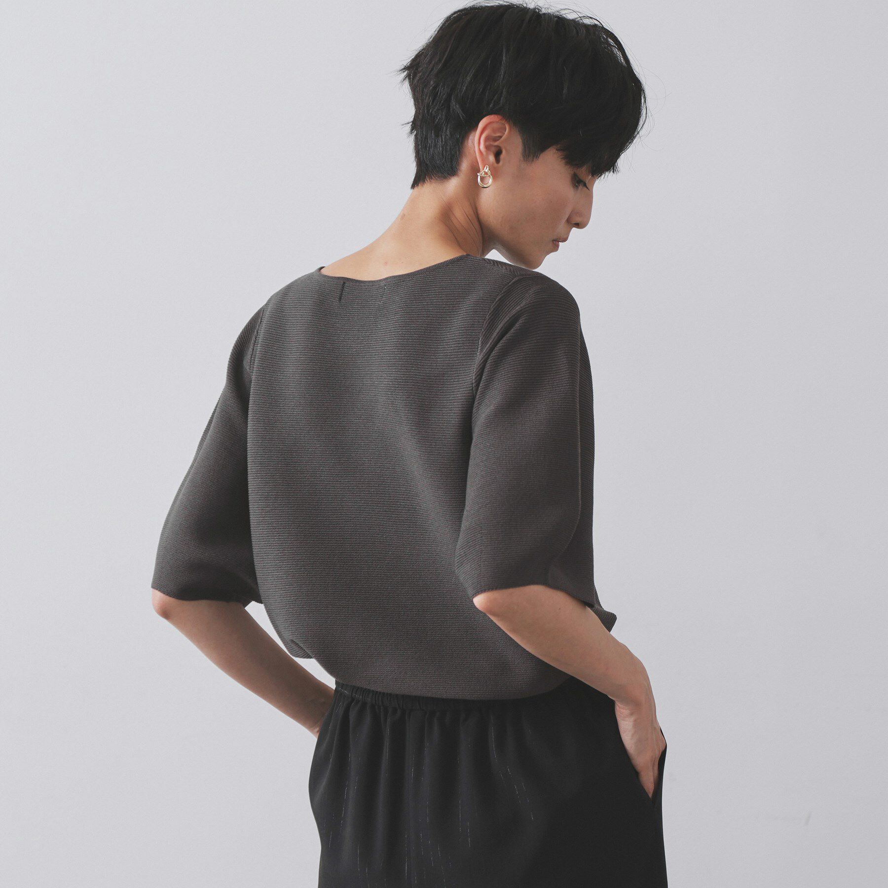 OPAQUE.CLIP「ガーターボリュームスリーブニット【UVケア/洗濯機洗い可】」|ニット・セーター|