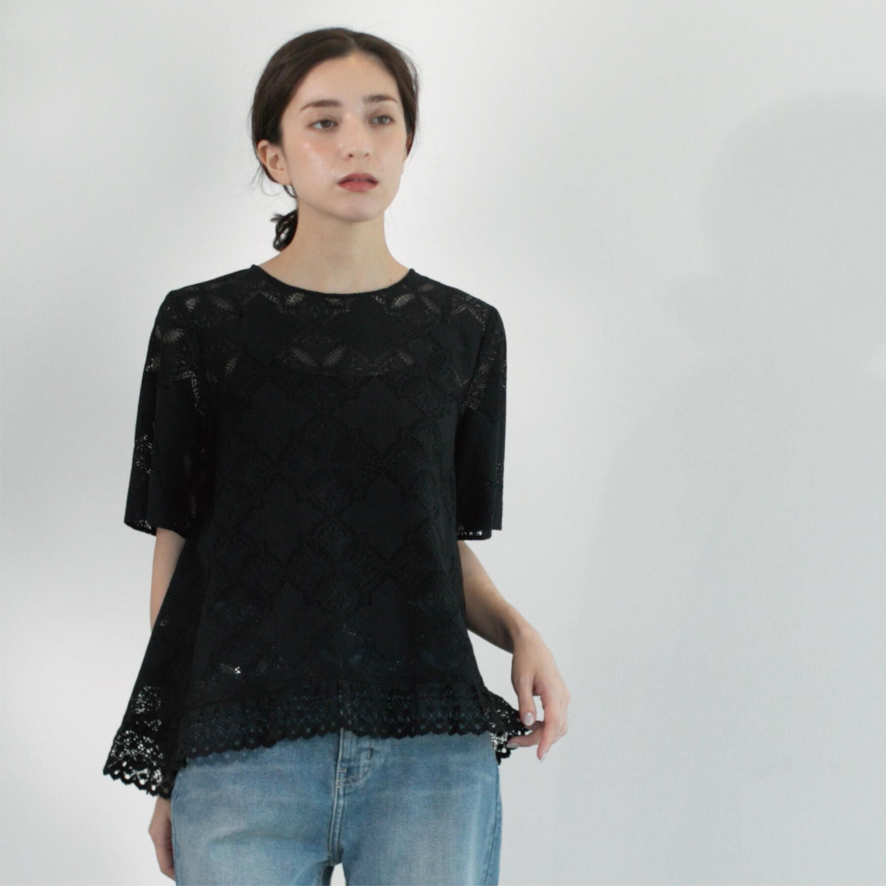 OPAQUE.CLIP「レースフレアブラウス【洗濯機洗い可】」|シャツ・ブラウス|