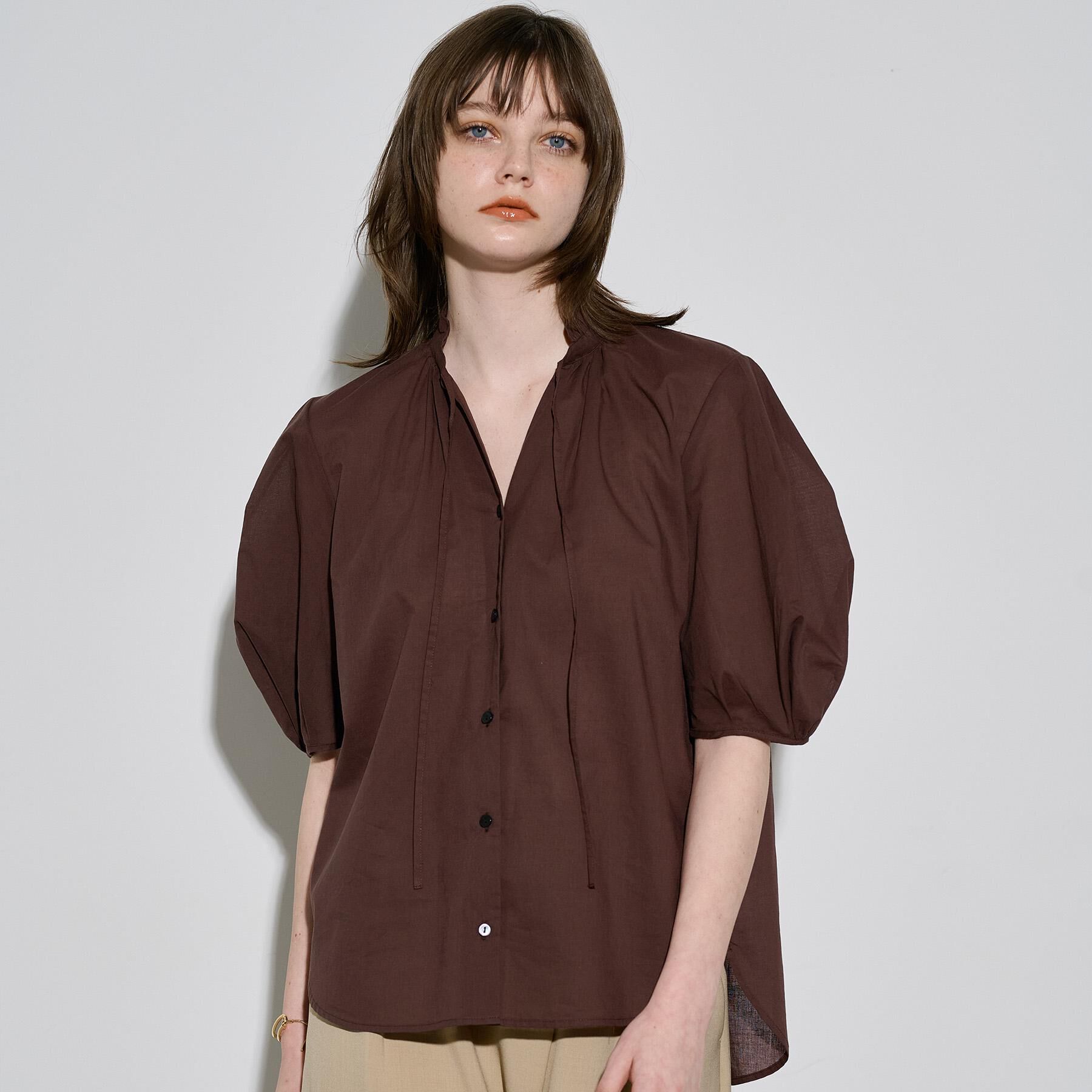 OPAQUE.CLIP「シアーフリルネックブラウス【洗濯機洗い可】」|シャツ・ブラウス|