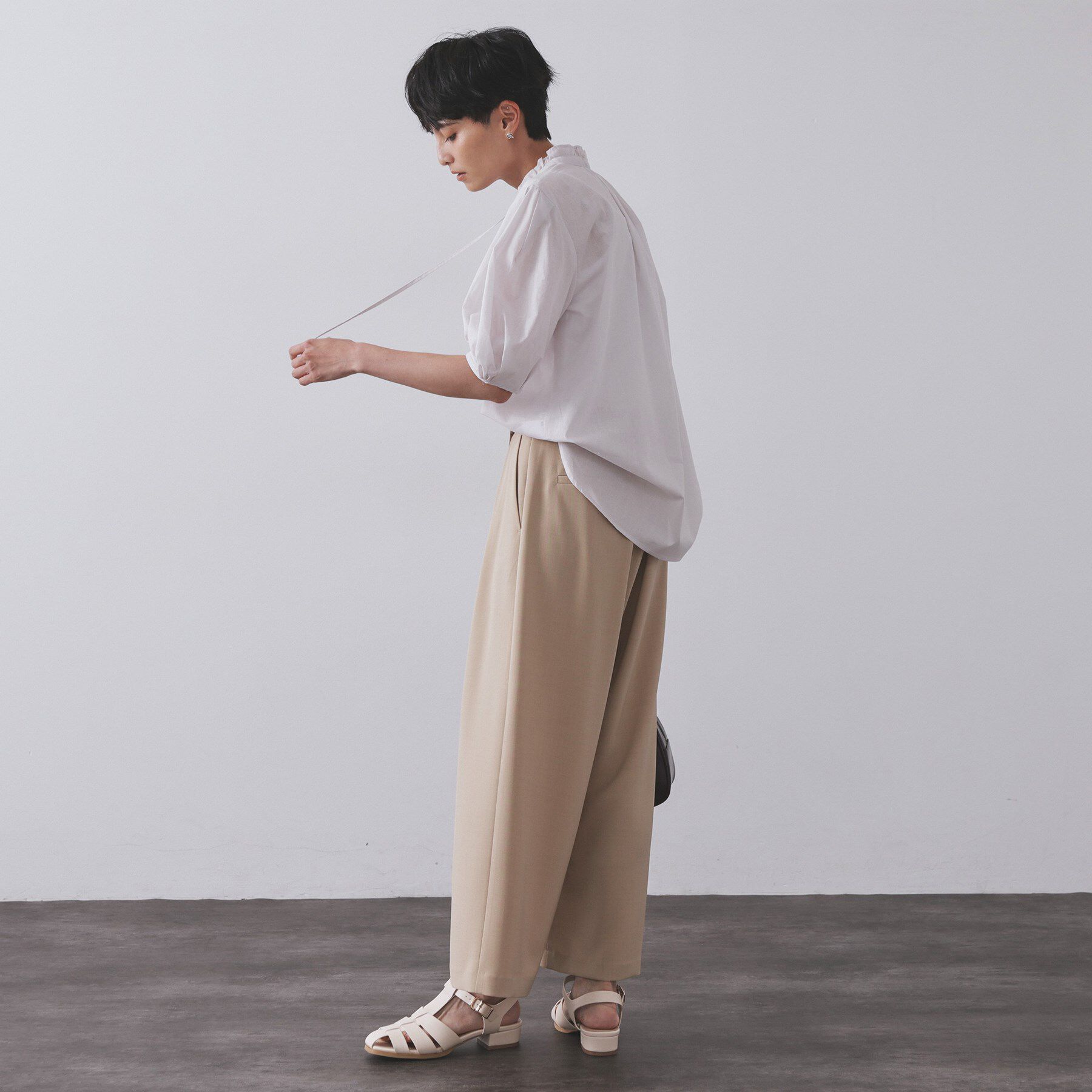 OPAQUE.CLIP「シアーフリルネックブラウス【洗濯機洗い可】」|シャツ・ブラウス|