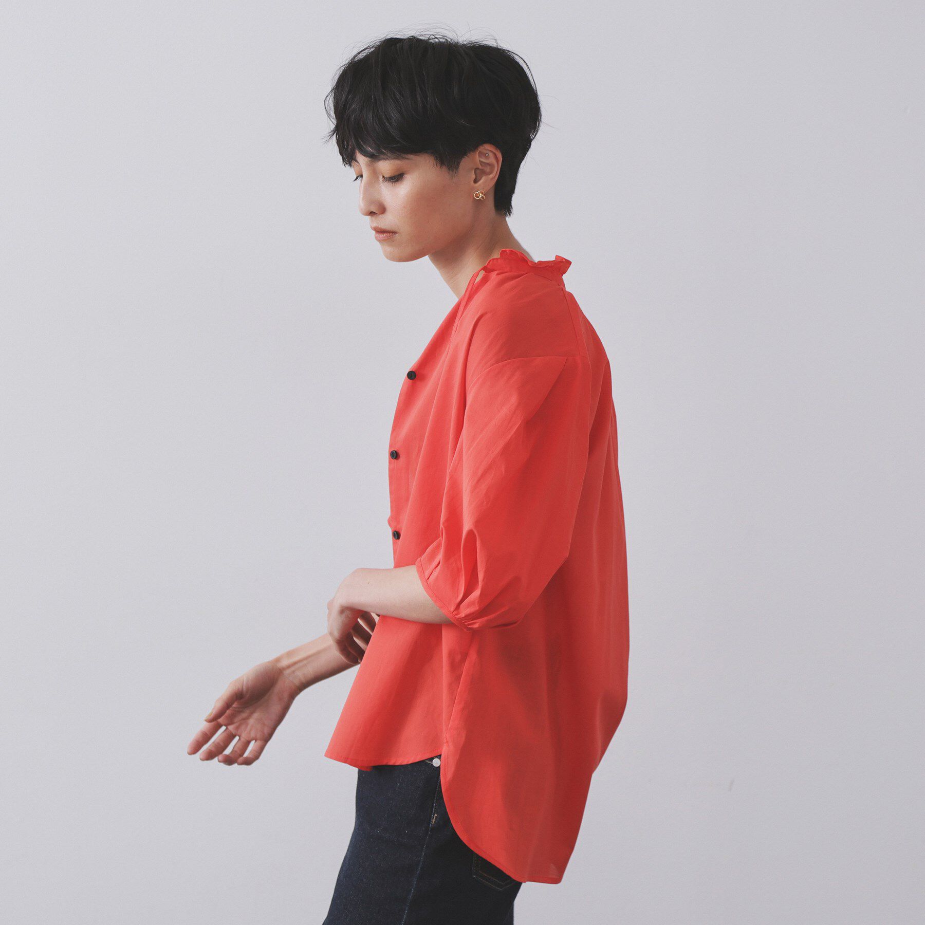 OPAQUE.CLIP「シアーフリルネックブラウス【洗濯機洗い可】」|シャツ・ブラウス|