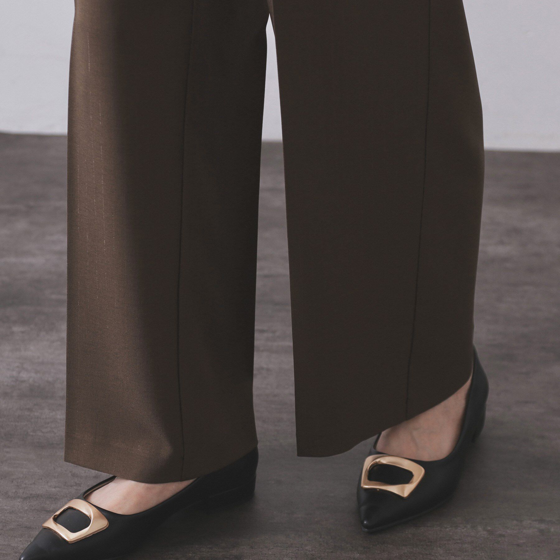 OPAQUE.CLIP「ラメストライプイージーワイドパンツ/セットアップ可【洗濯機洗い可/防シワ/吸水速乾】」|その他|