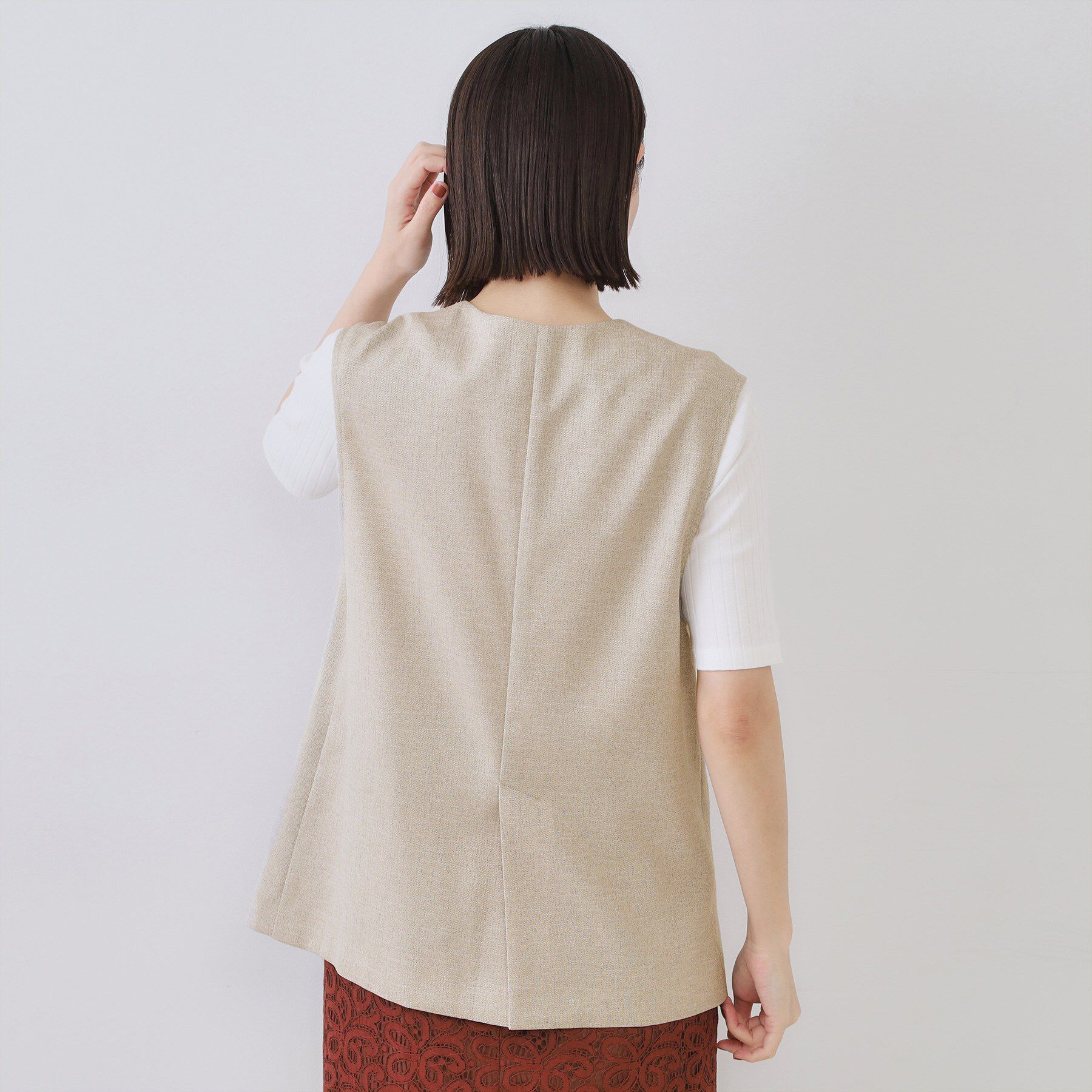 OPAQUE.CLIP「リネンライクVネックジレ【洗濯機洗い可】」|ベスト・ジレ|