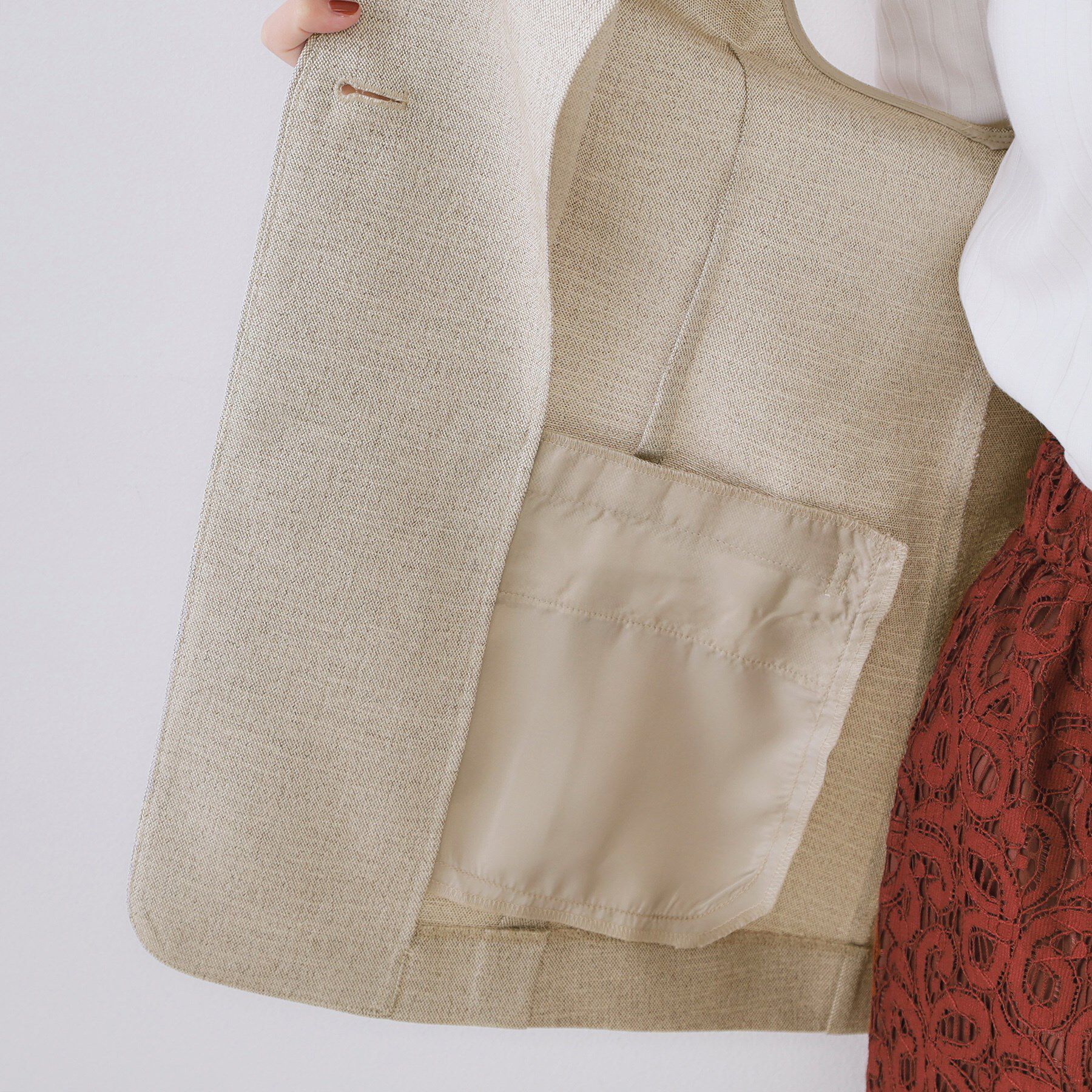 OPAQUE.CLIP「リネンライクVネックジレ【洗濯機洗い可】」|ベスト・ジレ|