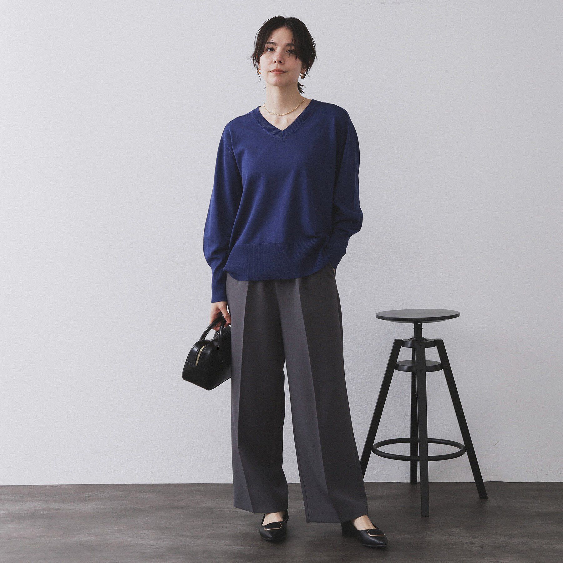 OPAQUE.CLIP「リラクシーVネックニット【洗濯機洗OK】《6col》」|ニット・セーター|