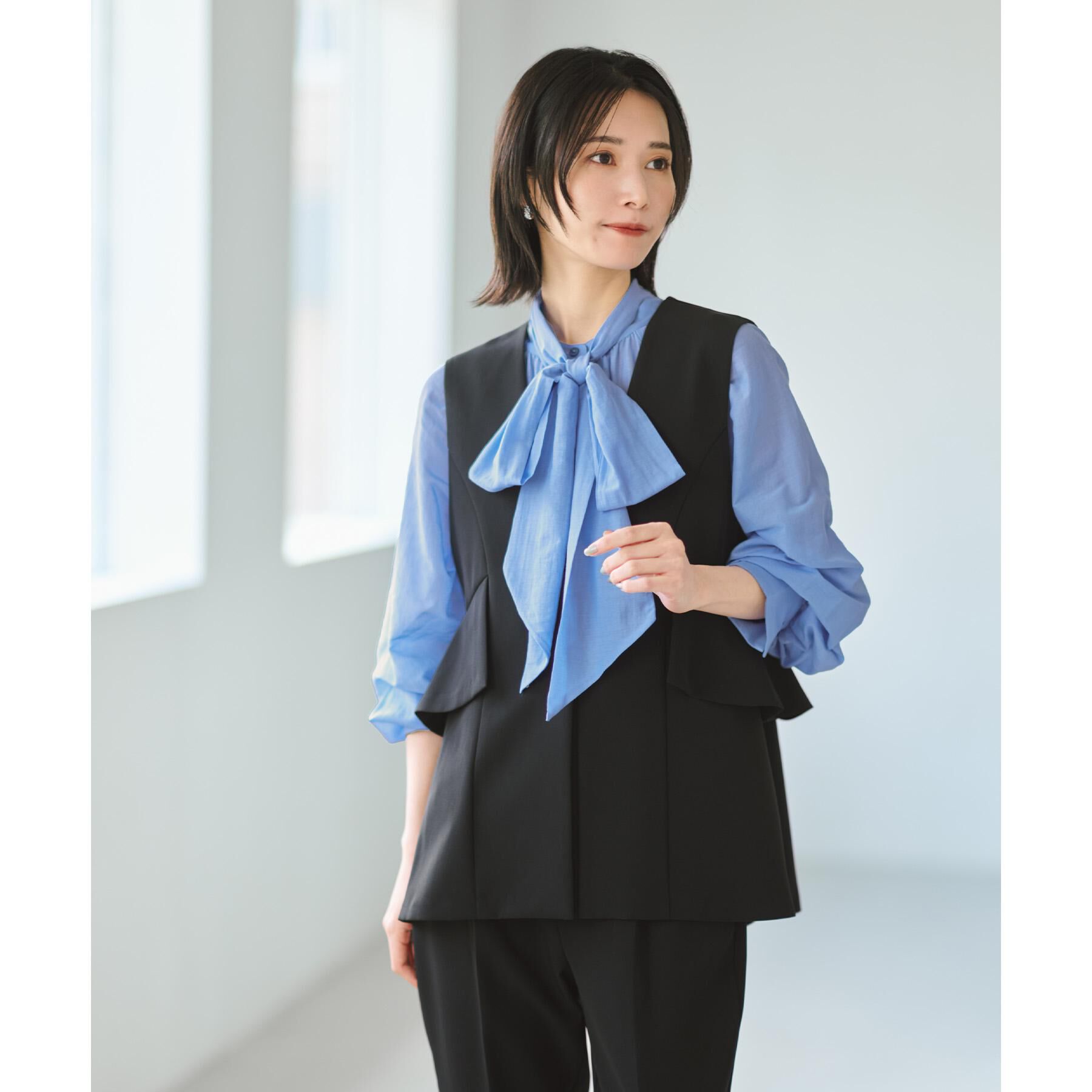 OPAQUE.CLIP「フリルペプラムジレ/セットアップ対応可【洗濯機洗い可】」|ベスト・ジレ|