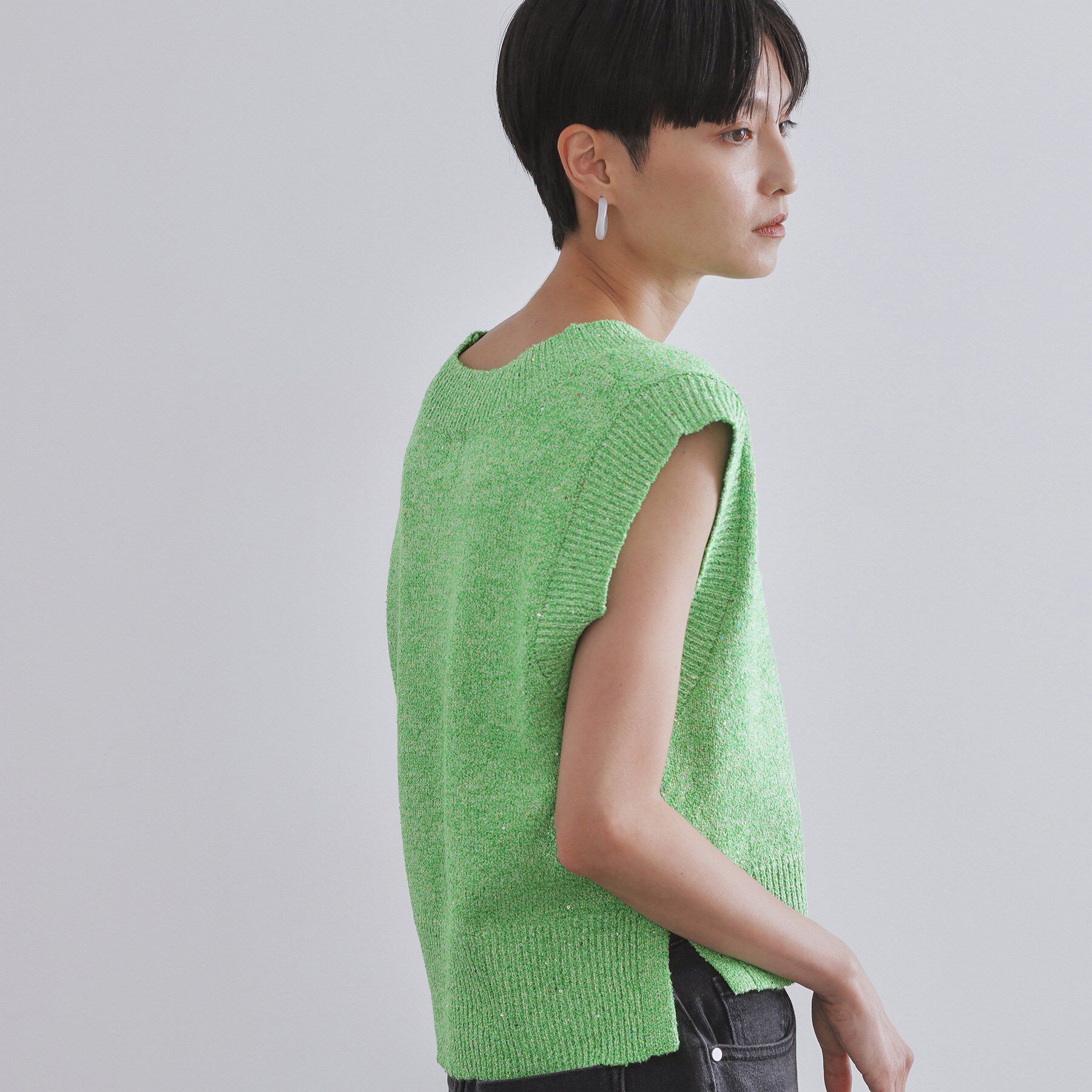 OPAQUE.CLIP「スパンコールラメVネックニット【洗える】」|ニット・セーター|