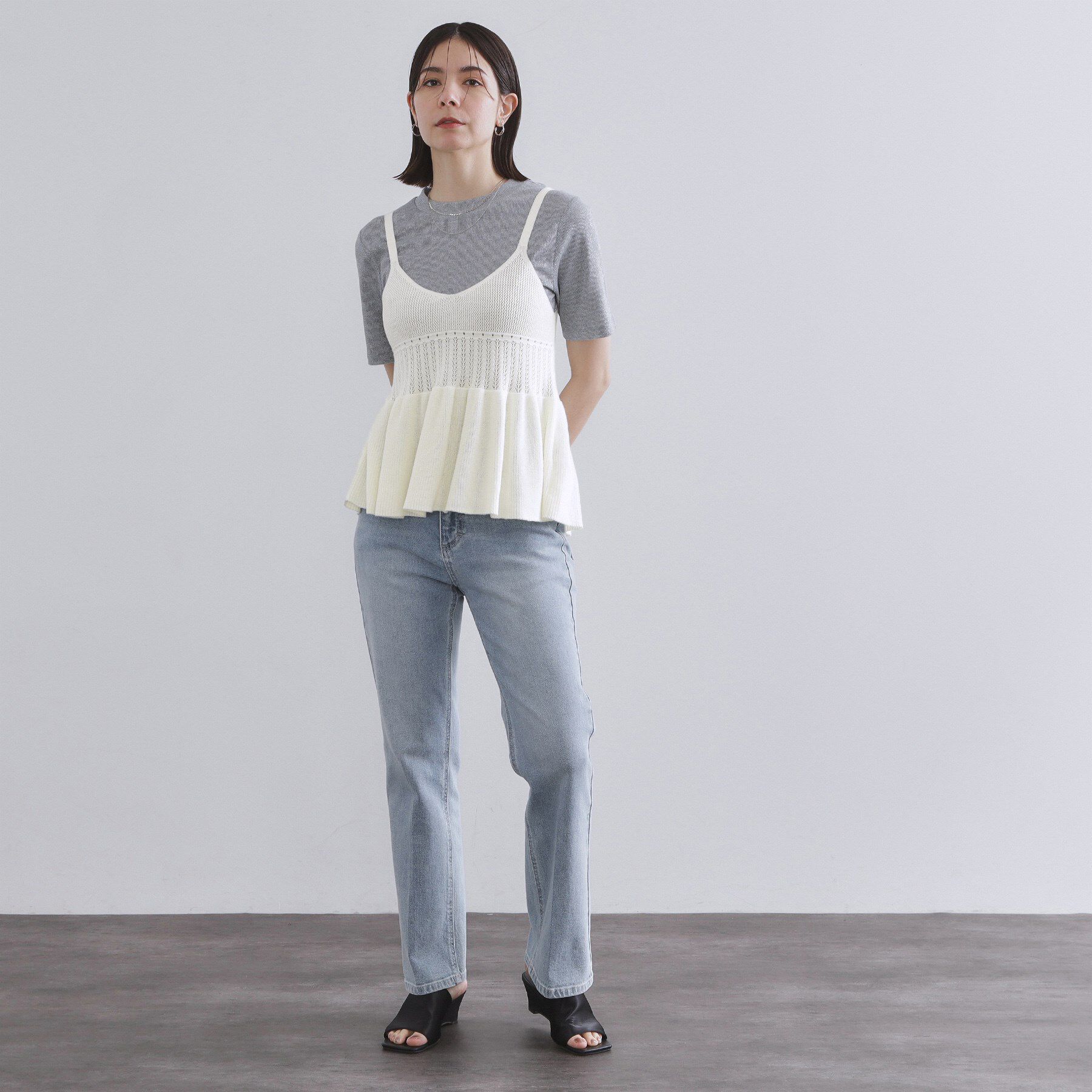 OPAQUE.CLIP「カギ針風ニットキャミビスチェ【洗濯機洗い可】」|ニット・セーター|