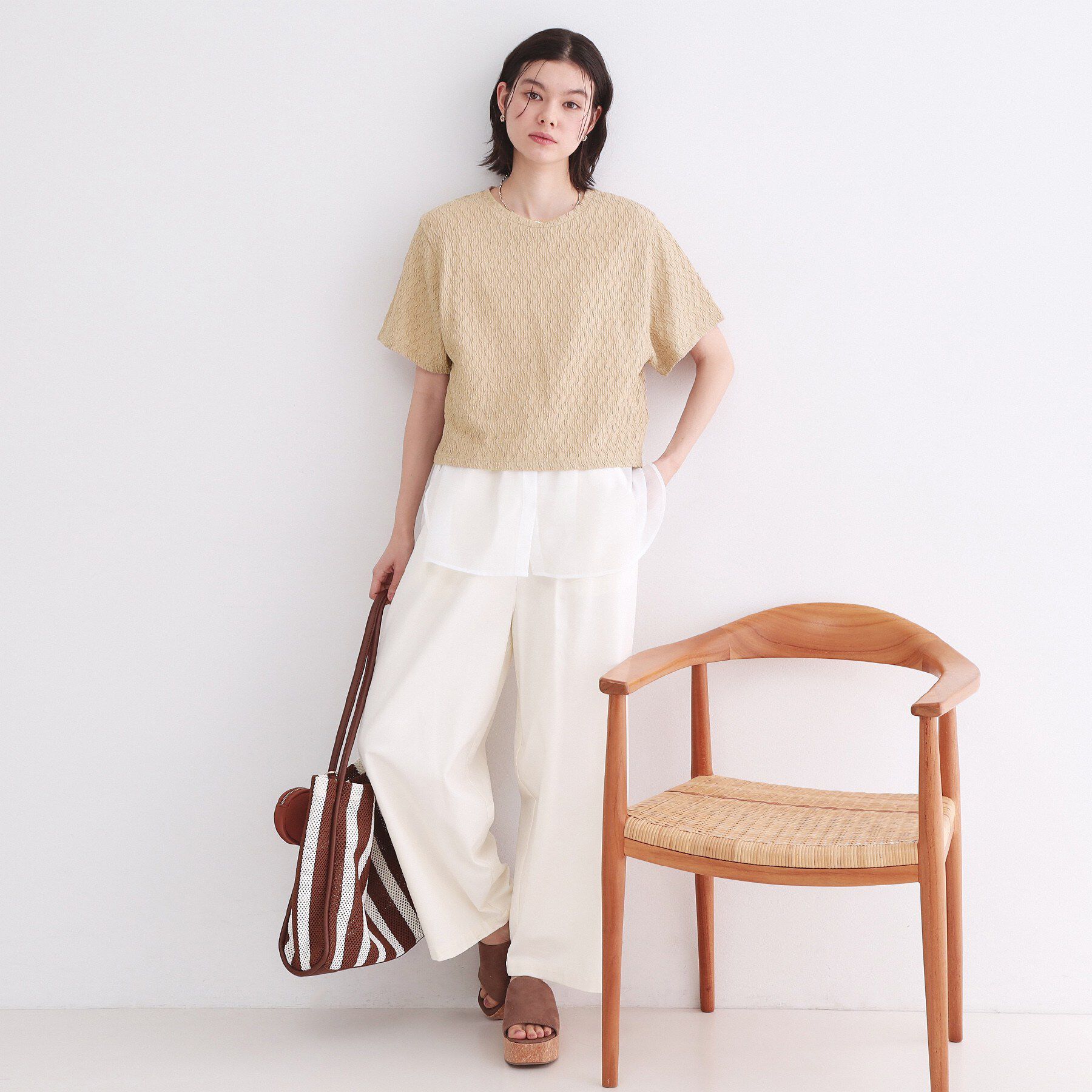 OPAQUE.CLIP「ふくれジャカードトップス【洗濯機洗い可】」|Tシャツ・カットソー|