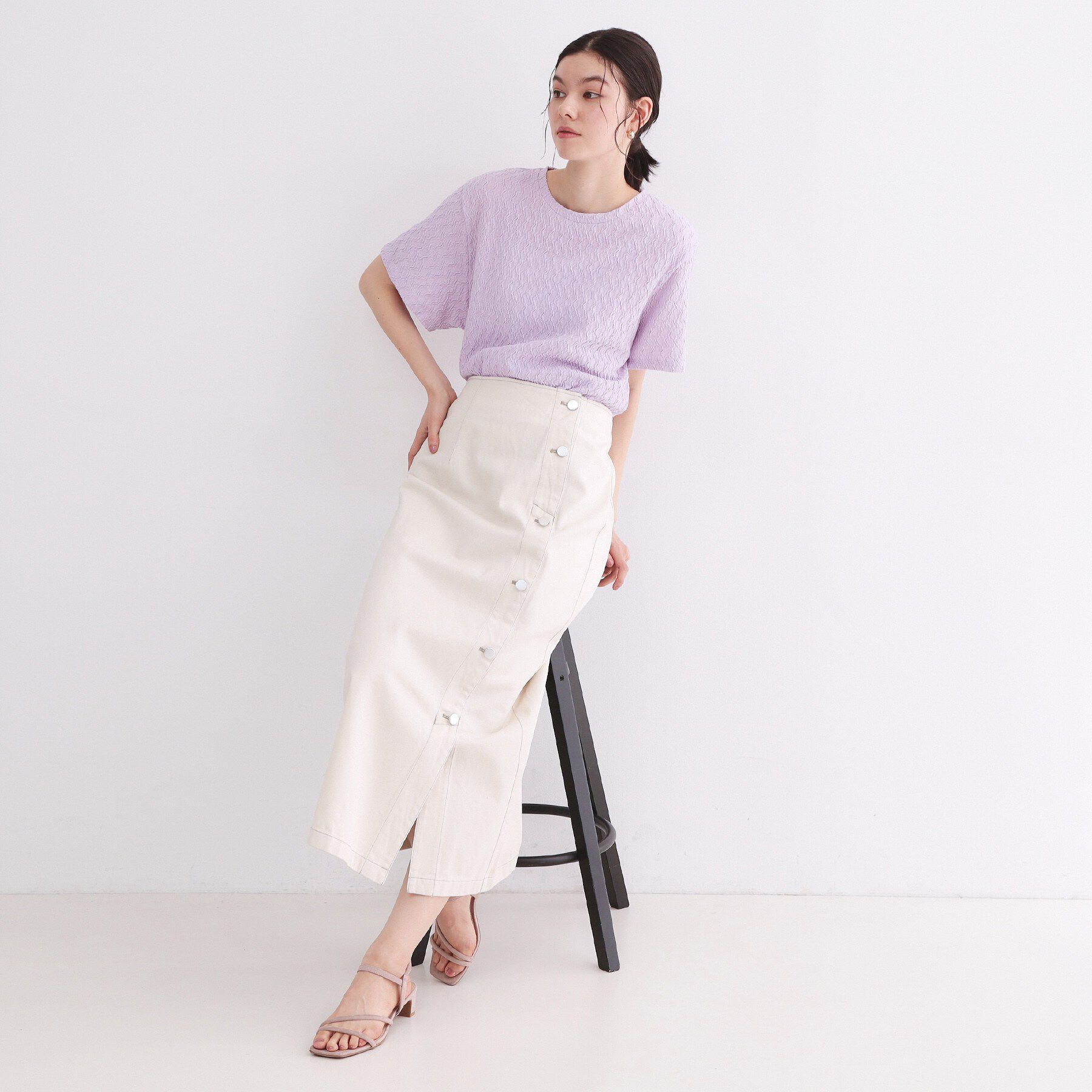 OPAQUE.CLIP「ふくれジャカードトップス【洗濯機洗い可】」|Tシャツ・カットソー|