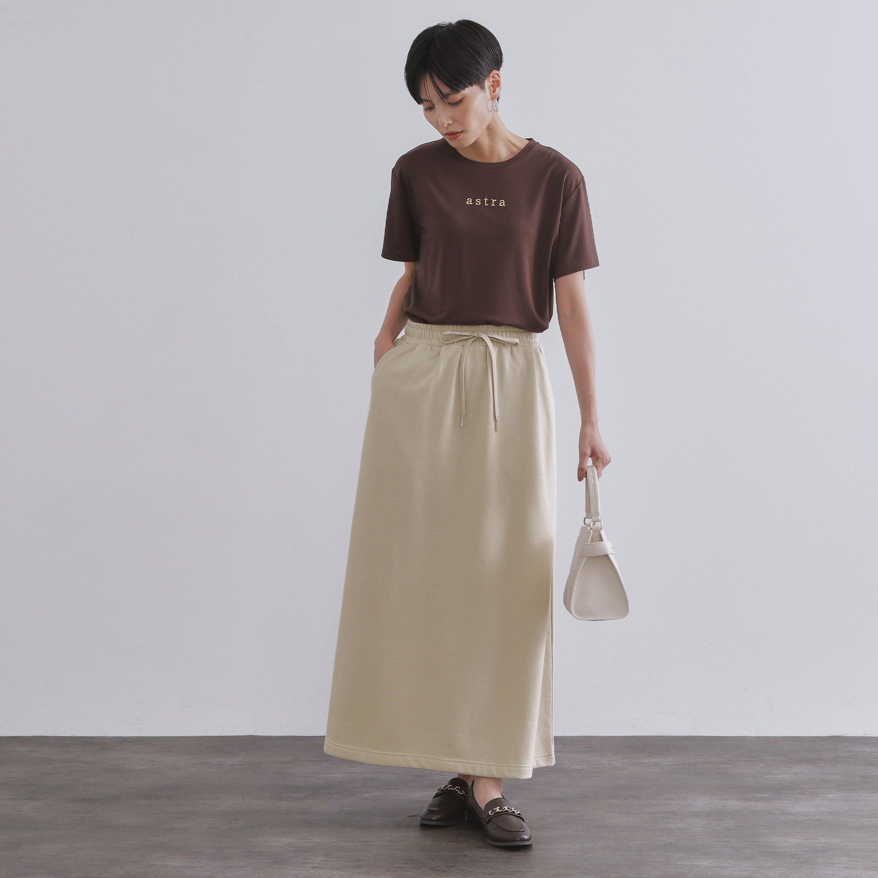 OPAQUE.CLIP「ラメスウェットイージーロングスカート【洗濯機洗い可】」|スカート|