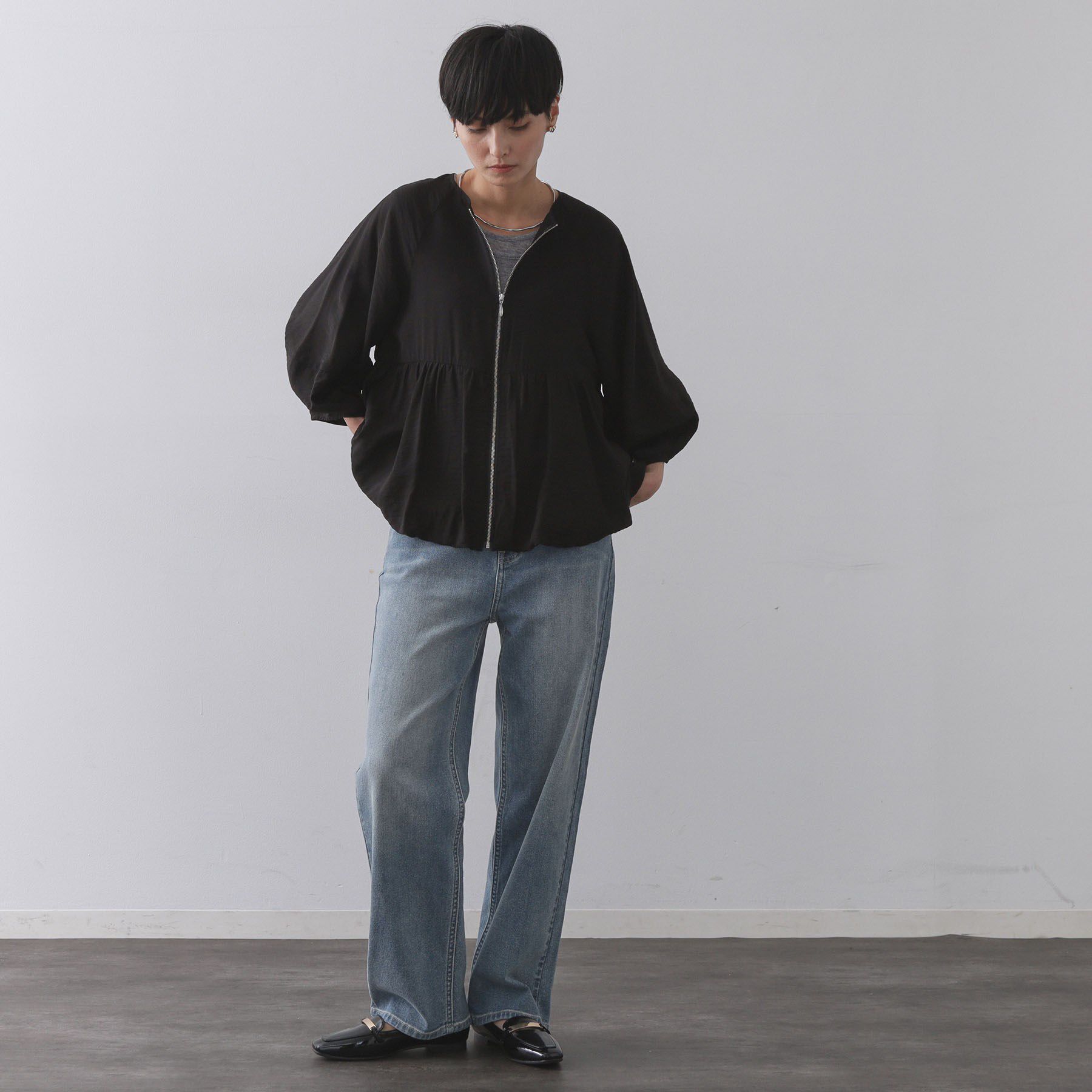 OPAQUE.CLIP「シアーバルーンペプラムブルゾン【洗える】」|ブルゾン・スタジャン|