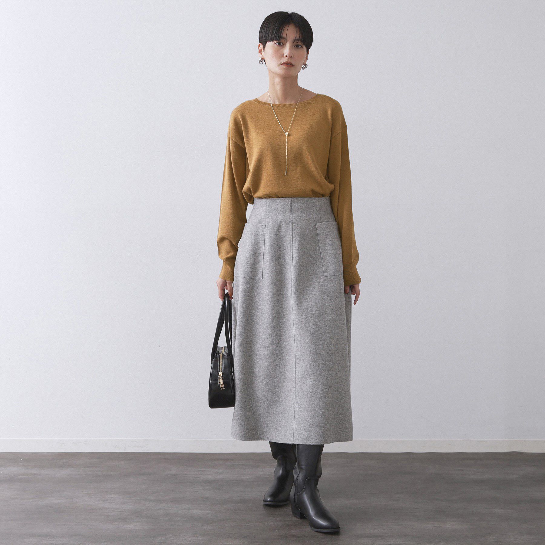 OPAQUE.CLIP「ボートネックニット/エクストラファインメリノウール【THEシリーズ/洗濯機OK】」|ニット・セーター|