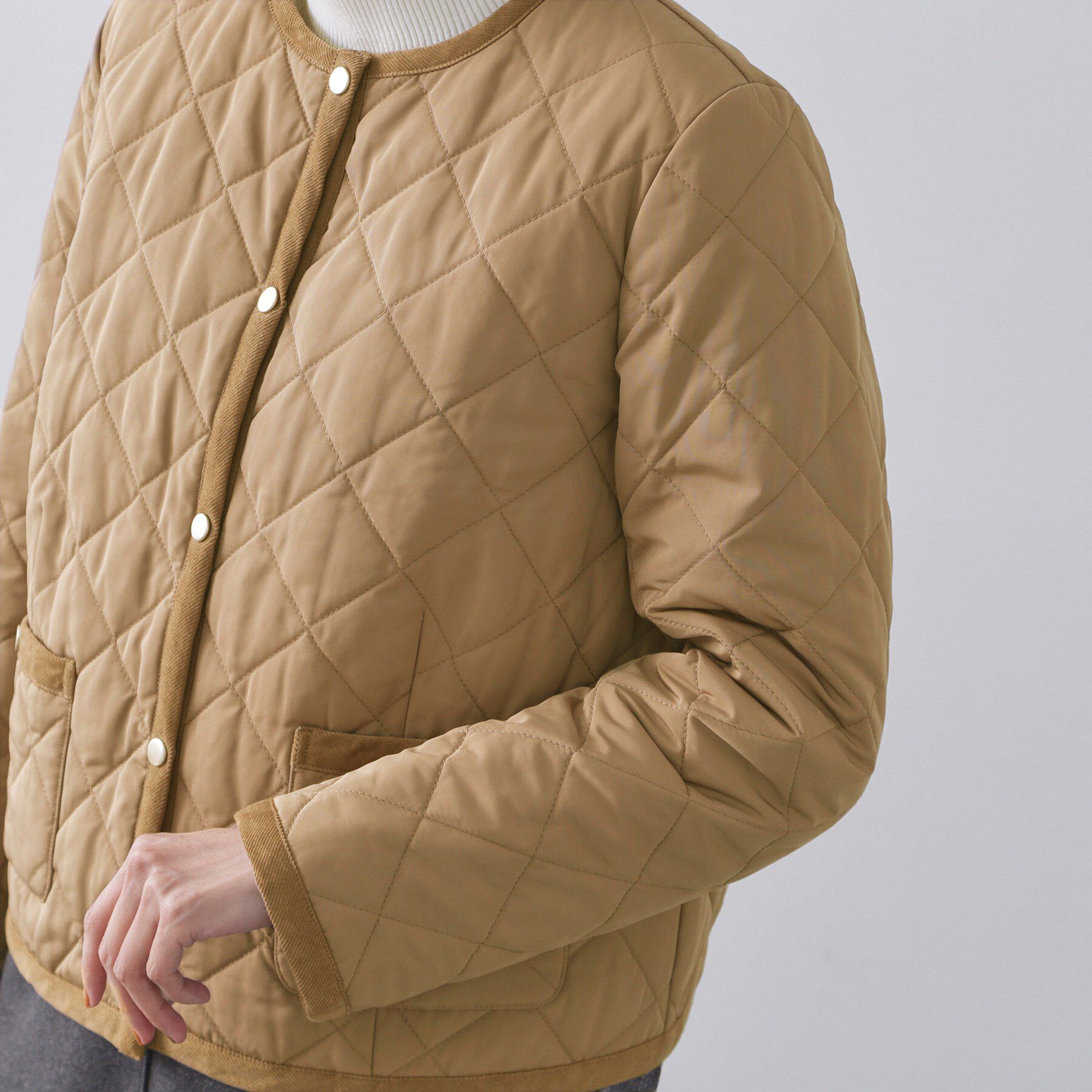 OPAQUE.CLIP「撥水キルティングノーカラージャケット【洗濯機洗い可】」|ノーカラージャケット|