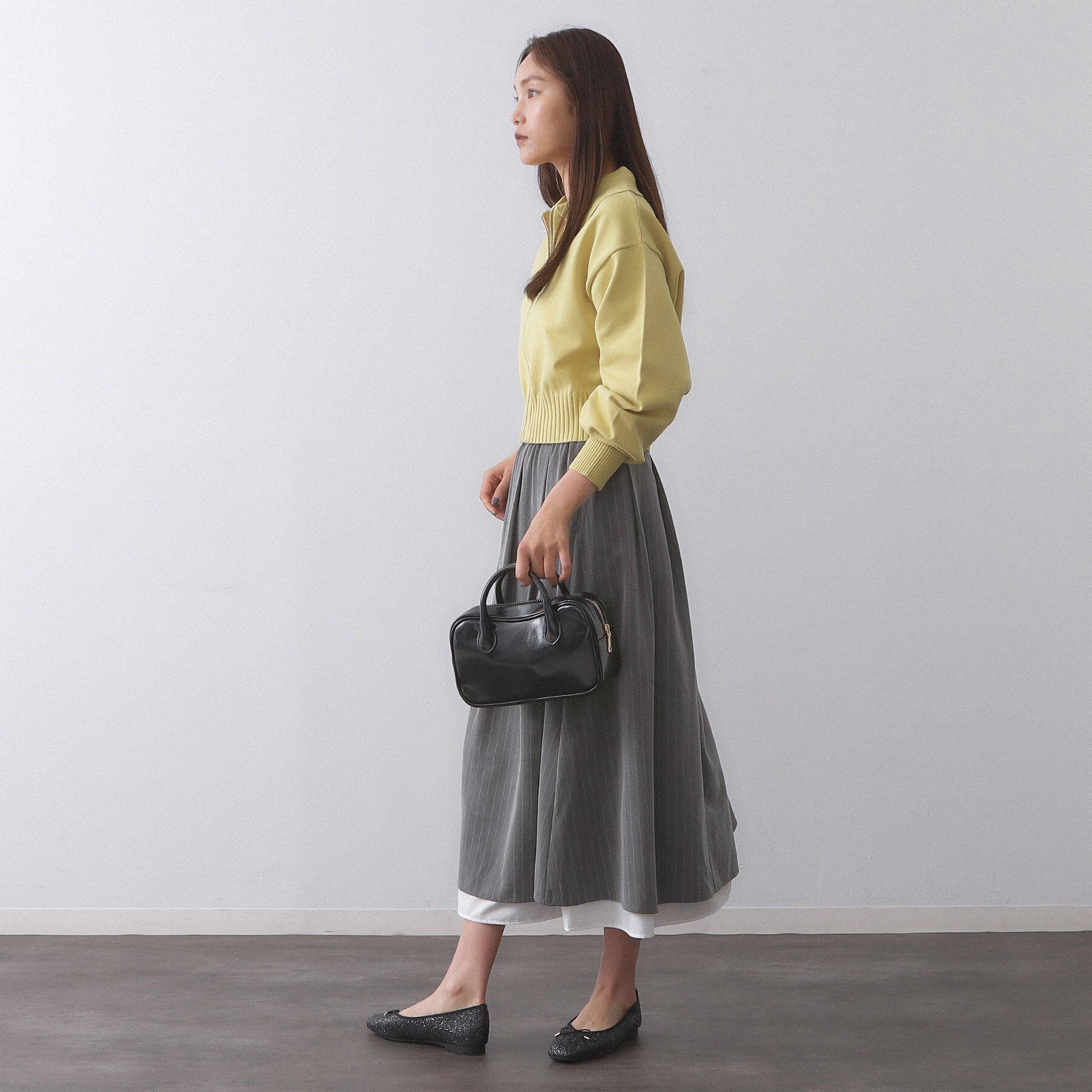 OPAQUE.CLIP「ピンストライプレイヤード風フレアスカート【洗濯機洗い可】」|スカート|