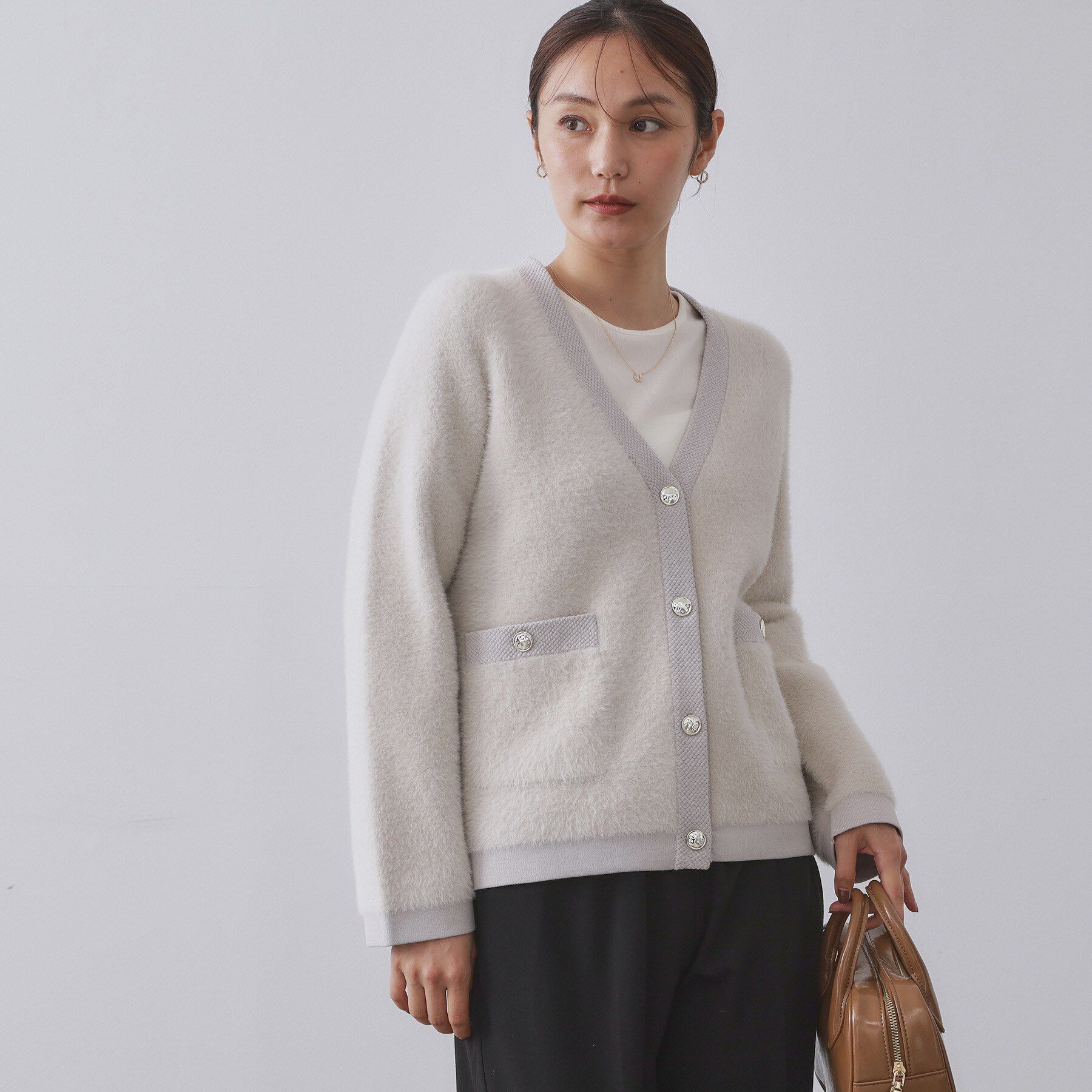 OPAQUE.CLIP「フェザーヤーンカーディガン【洗濯機OK/抗ピル】」|カーディガン|