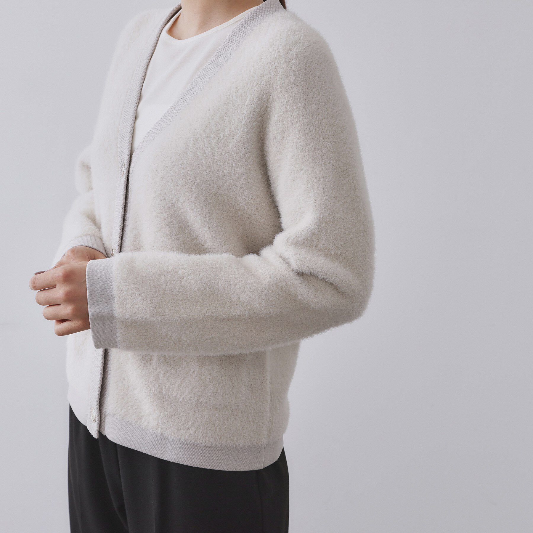 OPAQUE.CLIP「フェザーヤーンカーディガン【洗濯機OK/抗ピル】」|カーディガン|