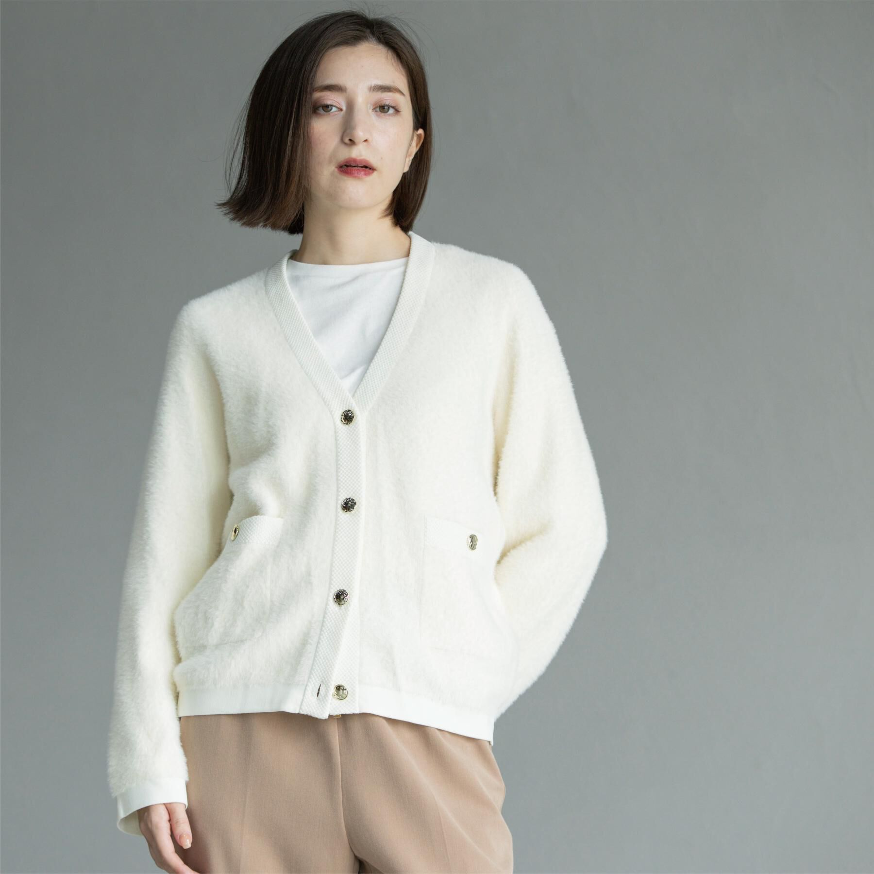 OPAQUE.CLIP「フェザーヤーンカーディガン【洗濯機OK/抗ピル】」|カーディガン|