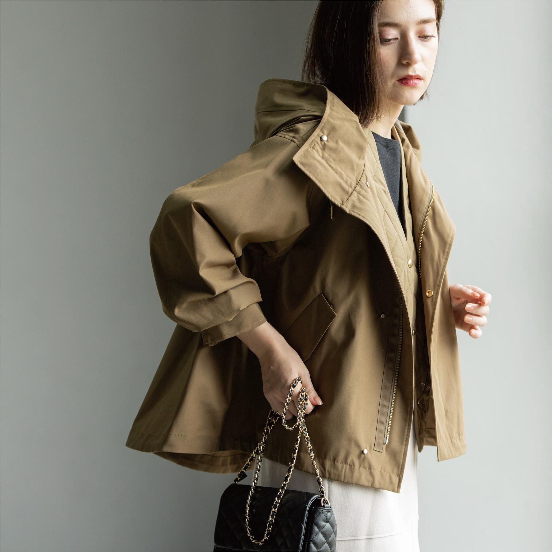 OPAQUE.CLIP「《ツインセット》マウンテンパーカー&times;キルティングベストライナー【撥水/洗濯機OK】」|ブルゾン・スタジャン|カーキ(027)