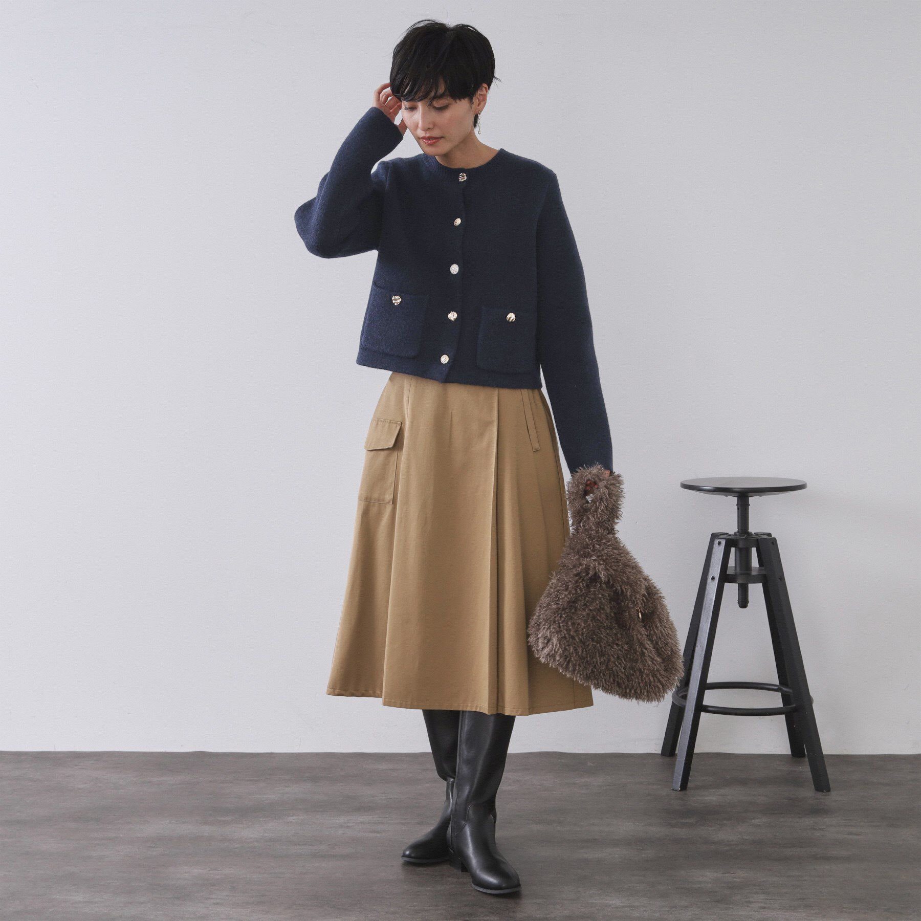 OPAQUE.CLIP「ビジューボタンニットカーディガン【洗える】」|カーディガン|