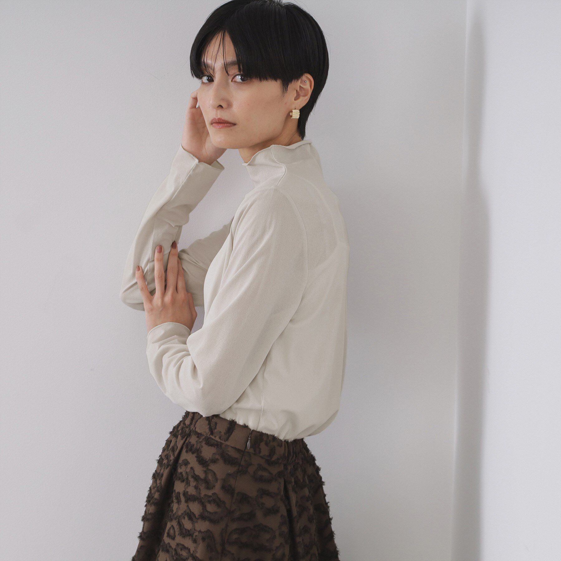 OPAQUE.CLIP「シアーハイネックトップス【洗濯機OK】」|Tシャツ・カットソー|