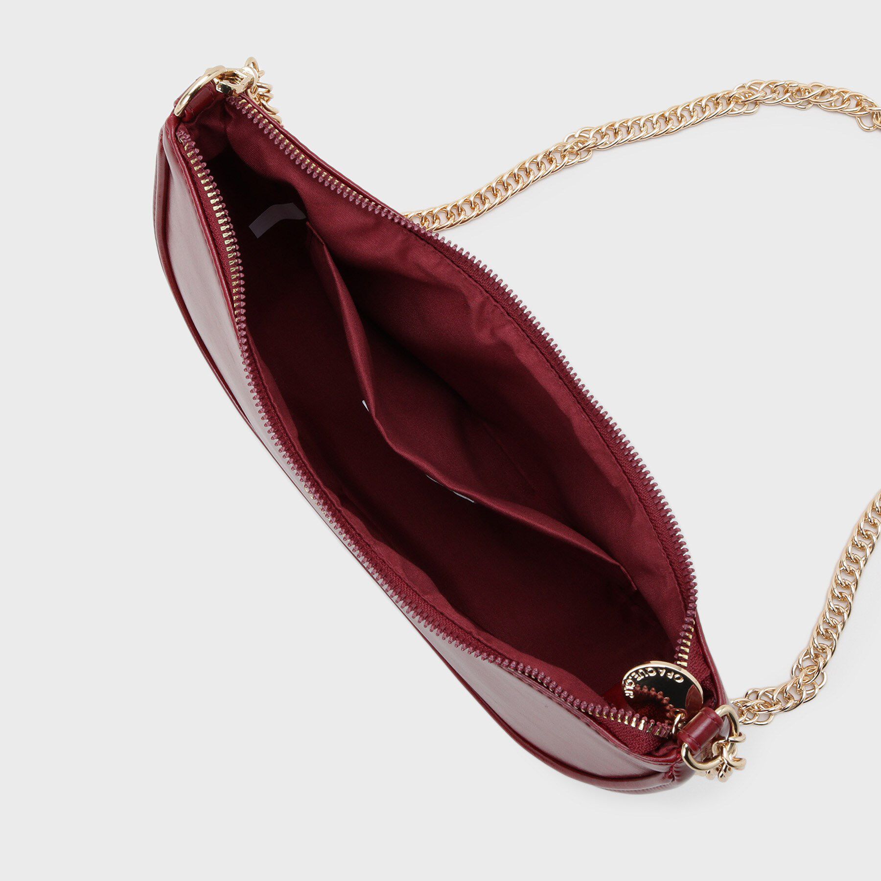 OPAQUE.CLIP「【2WAY】オイル調合皮チェーンハンドルムーンミドルバッグ」|ハンドバッグ|