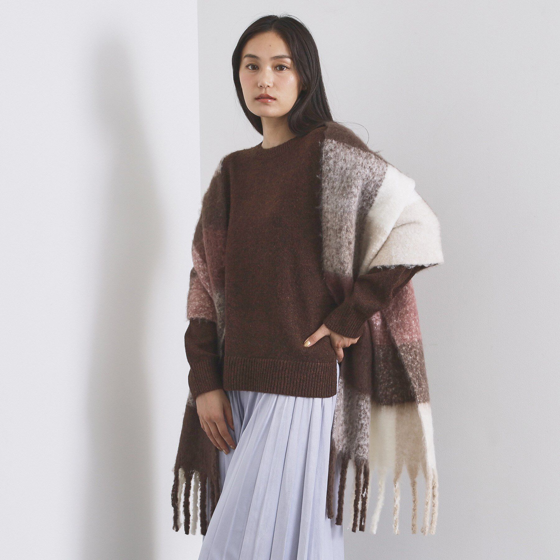 OPAQUE.CLIP「マルチカラーチェックボリュームストール」|ストール|