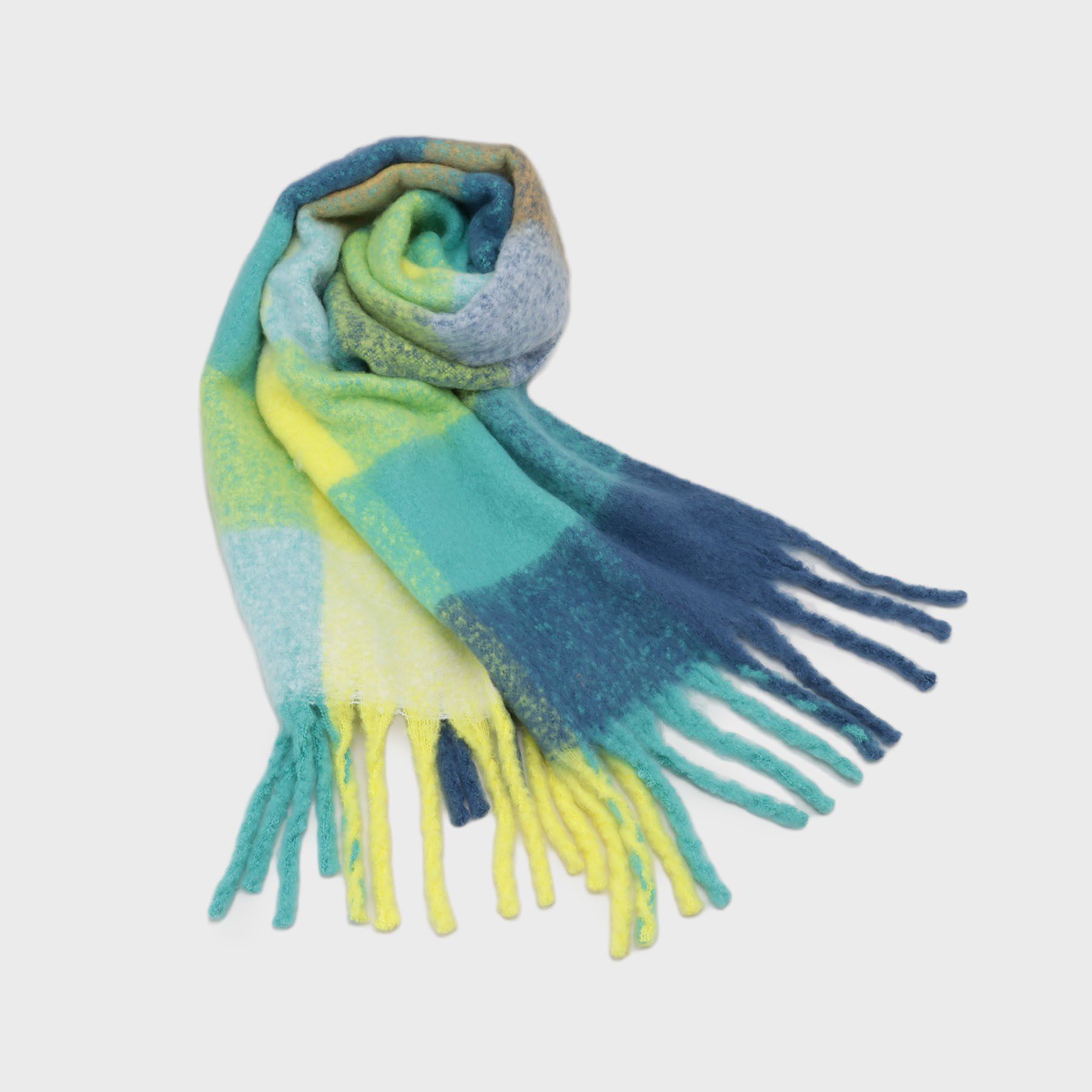 OPAQUE.CLIP「マルチカラーチェックボリュームストール」|ストール|グリーン(822)